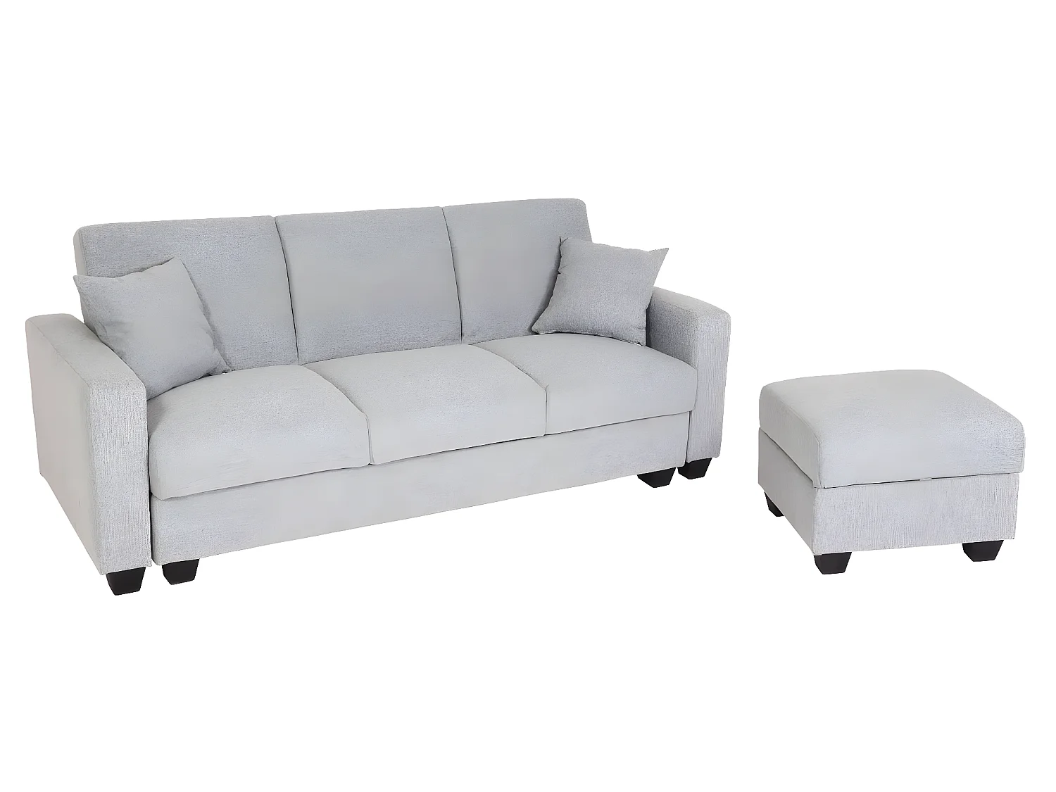 Divano letto angolare contenitore con penisola sofà reclinabile MCW-H47 legno tessuto grigio chiaro