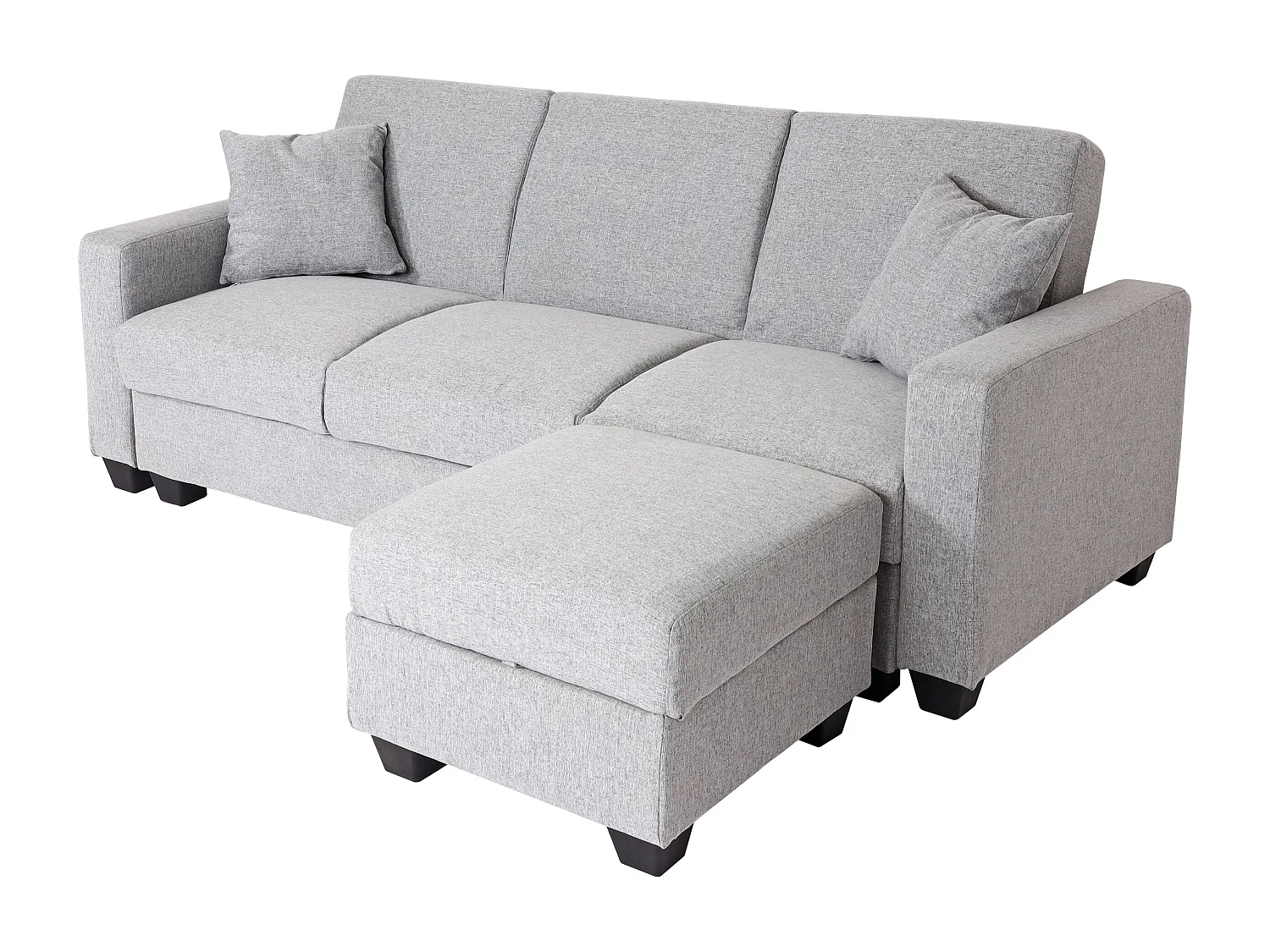 MCW-H47 sofa with ottoman,  light grey fabric/textile