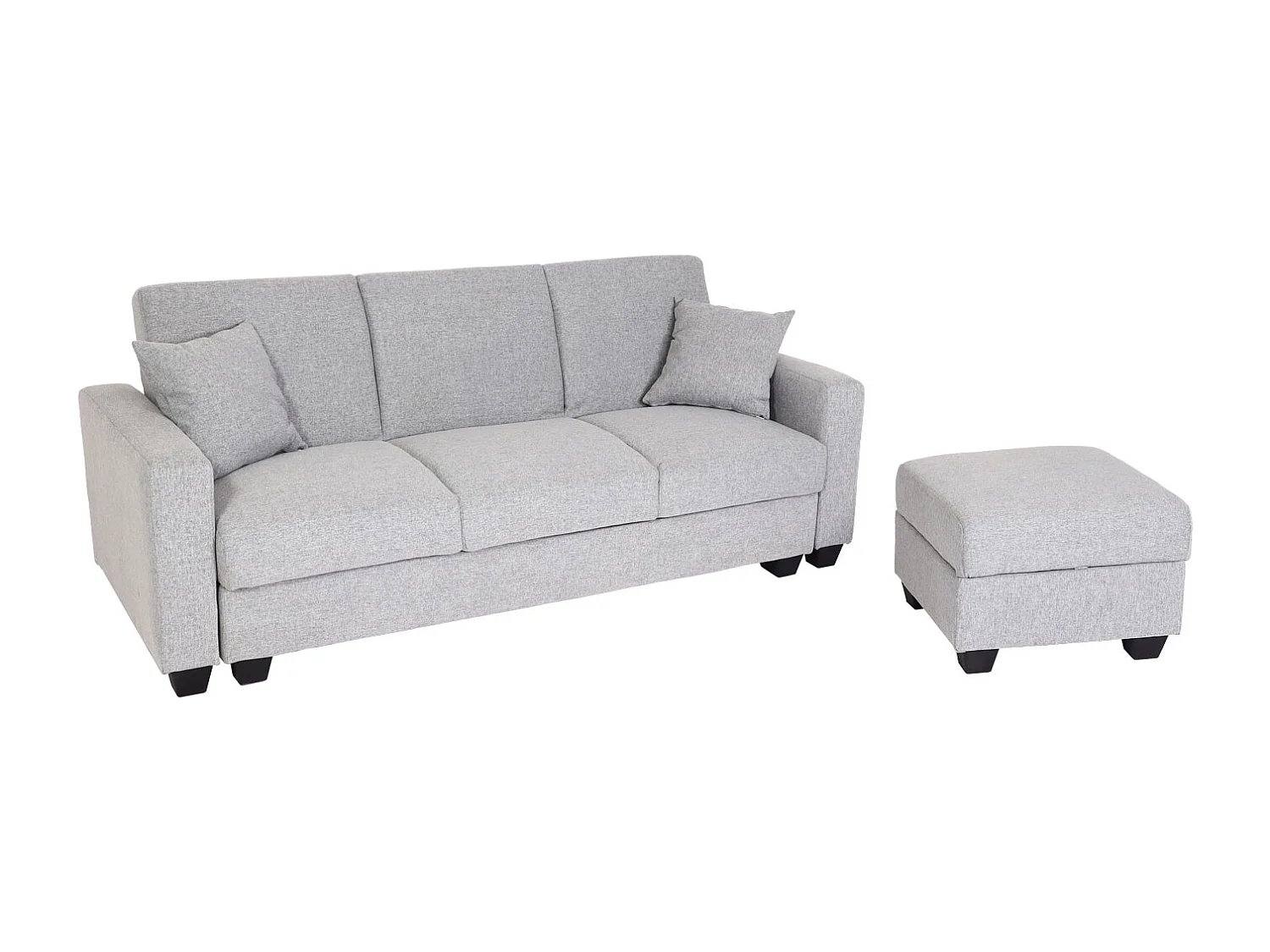 MCW-H47 sofa with ottoman,  light grey fabric/textile