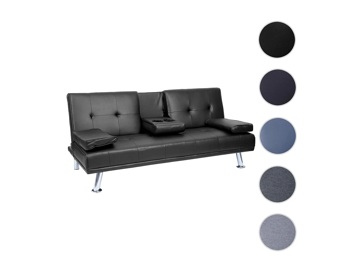 3-osobowa sofa MCW-F60,  imitacja skóry, czarny