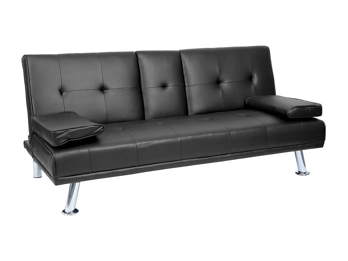 3-osobowa sofa MCW-F60,  imitacja skóry, czarny
