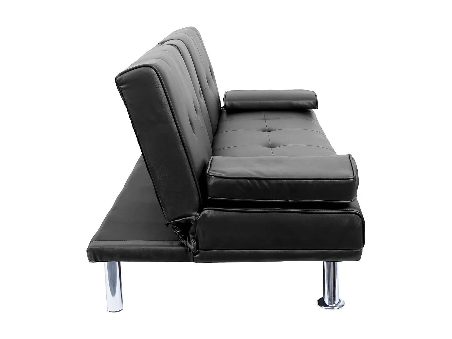 3-osobowa sofa MCW-F60,  imitacja skóry, czarny