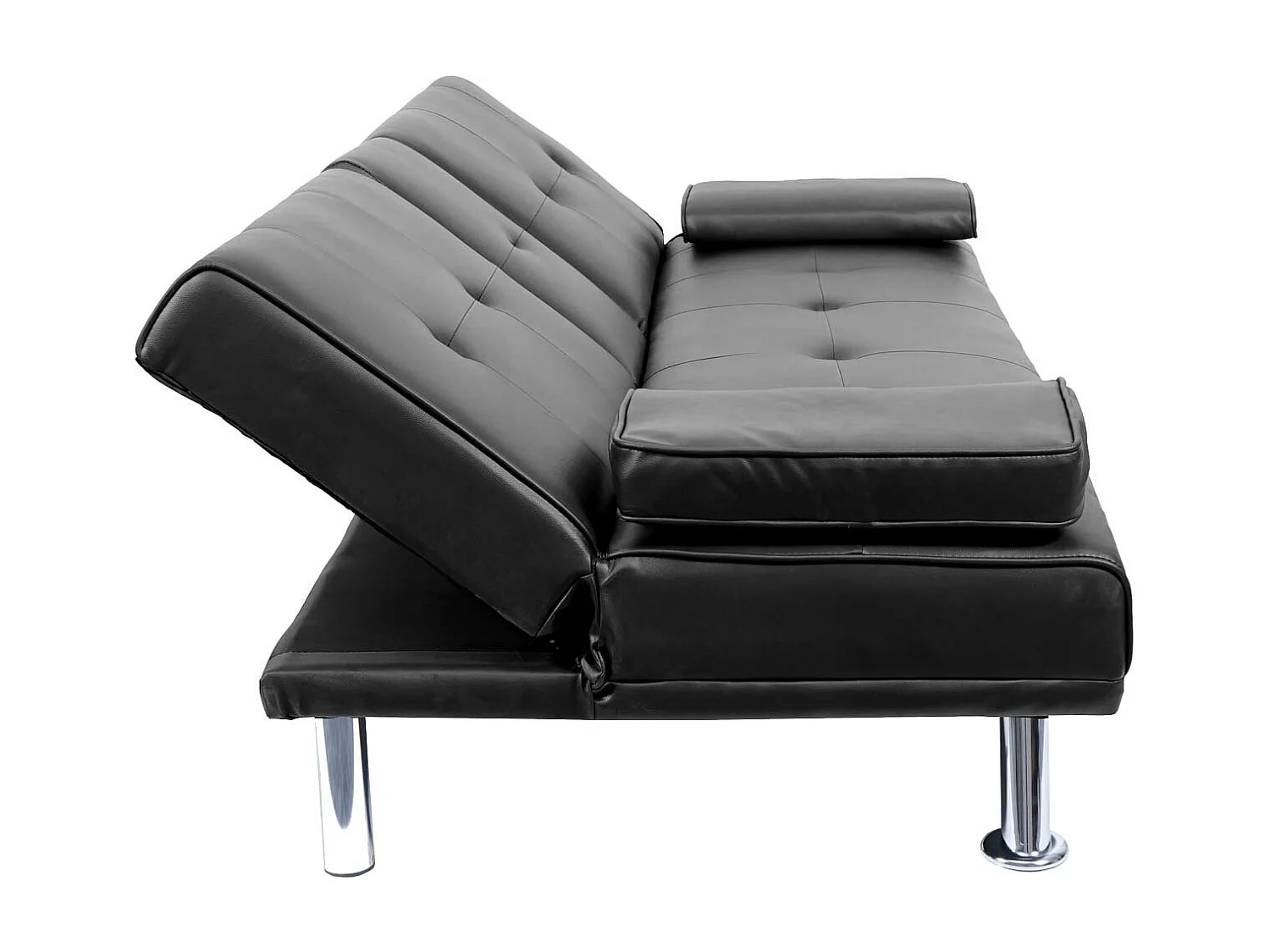 3-osobowa sofa MCW-F60,  imitacja skóry, czarny