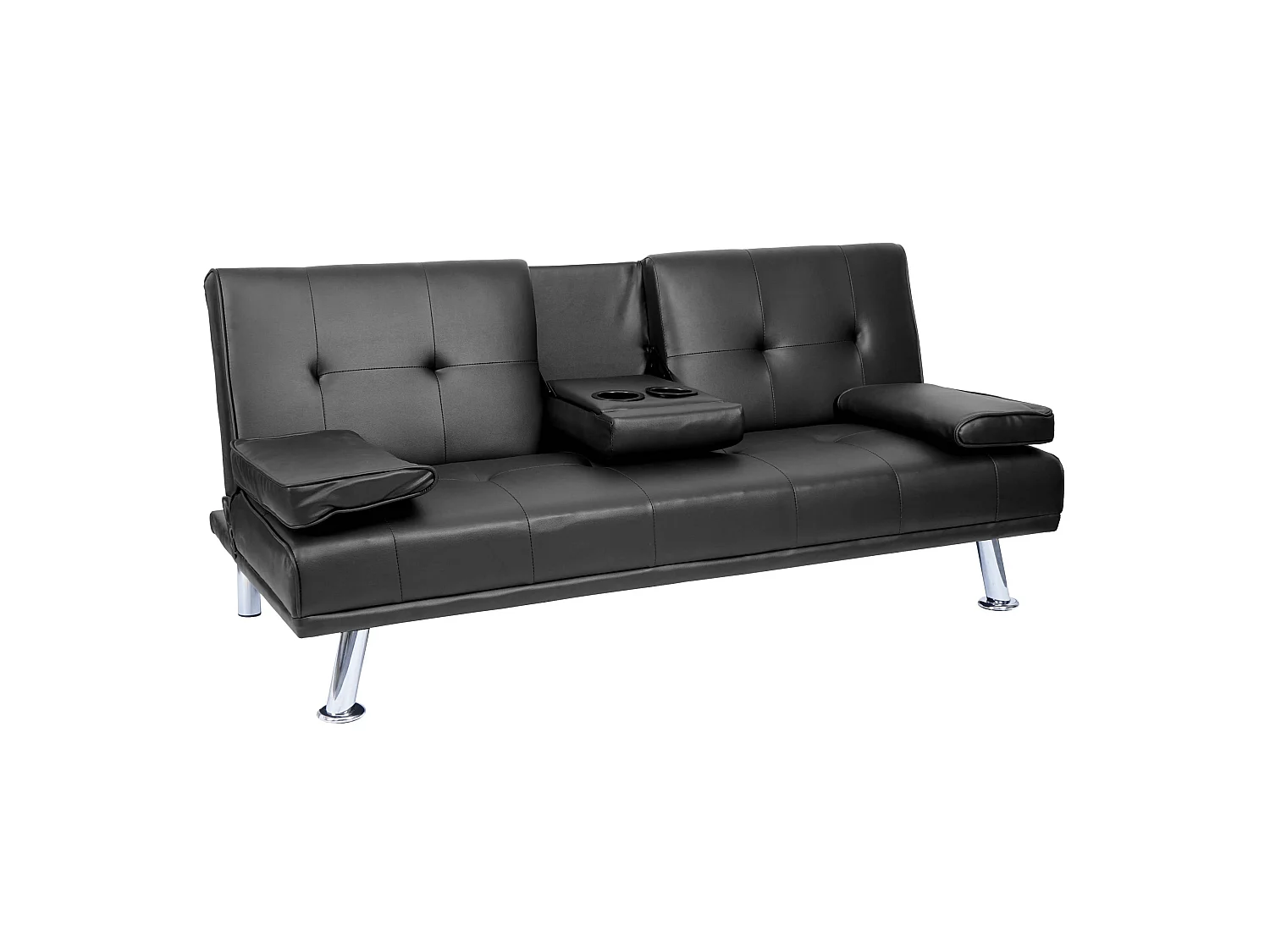 3er-Sofa MCW-F60, Kunstleder, schwarz