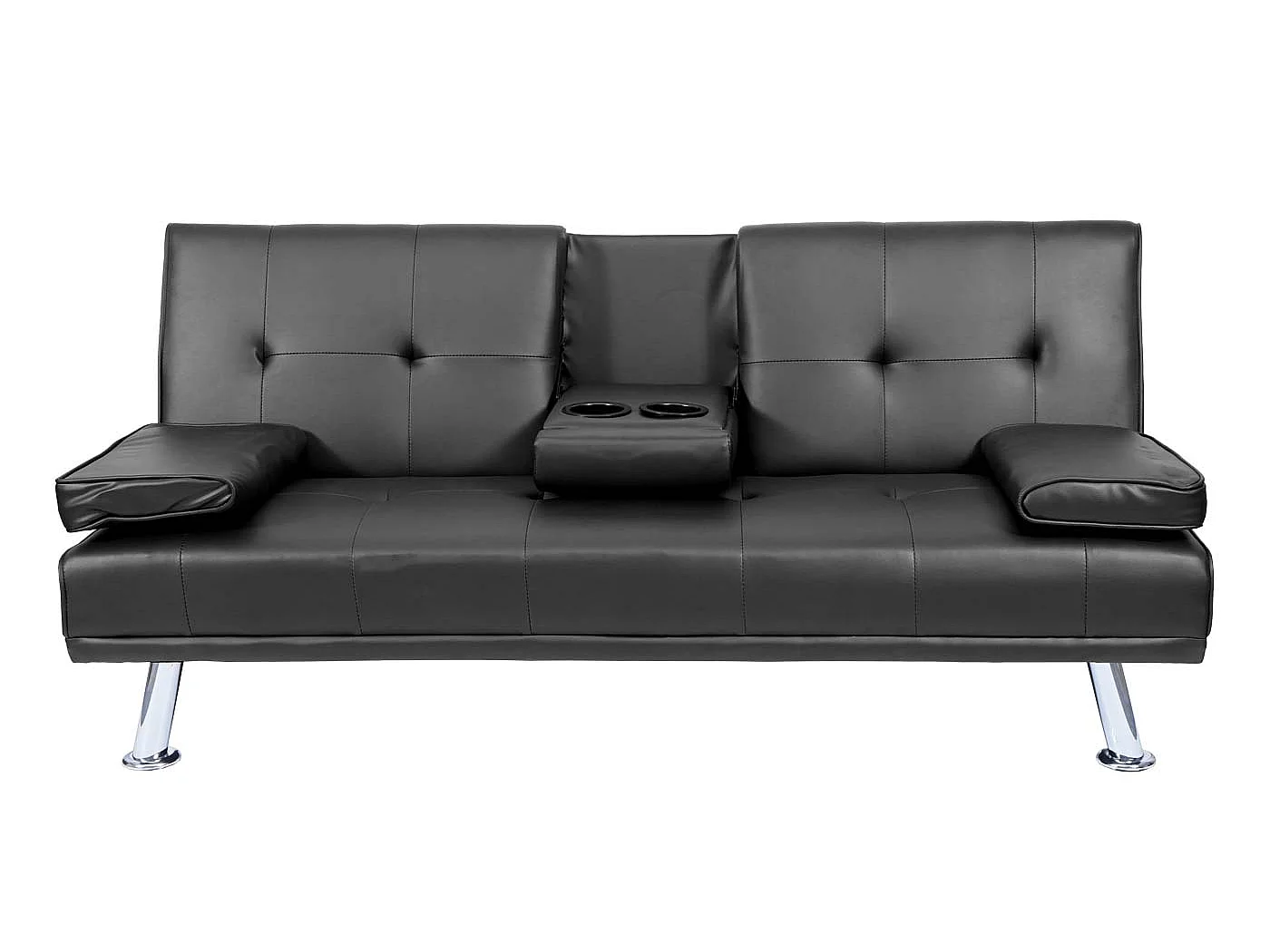 3er-Sofa MCW-F60, Kunstleder, schwarz