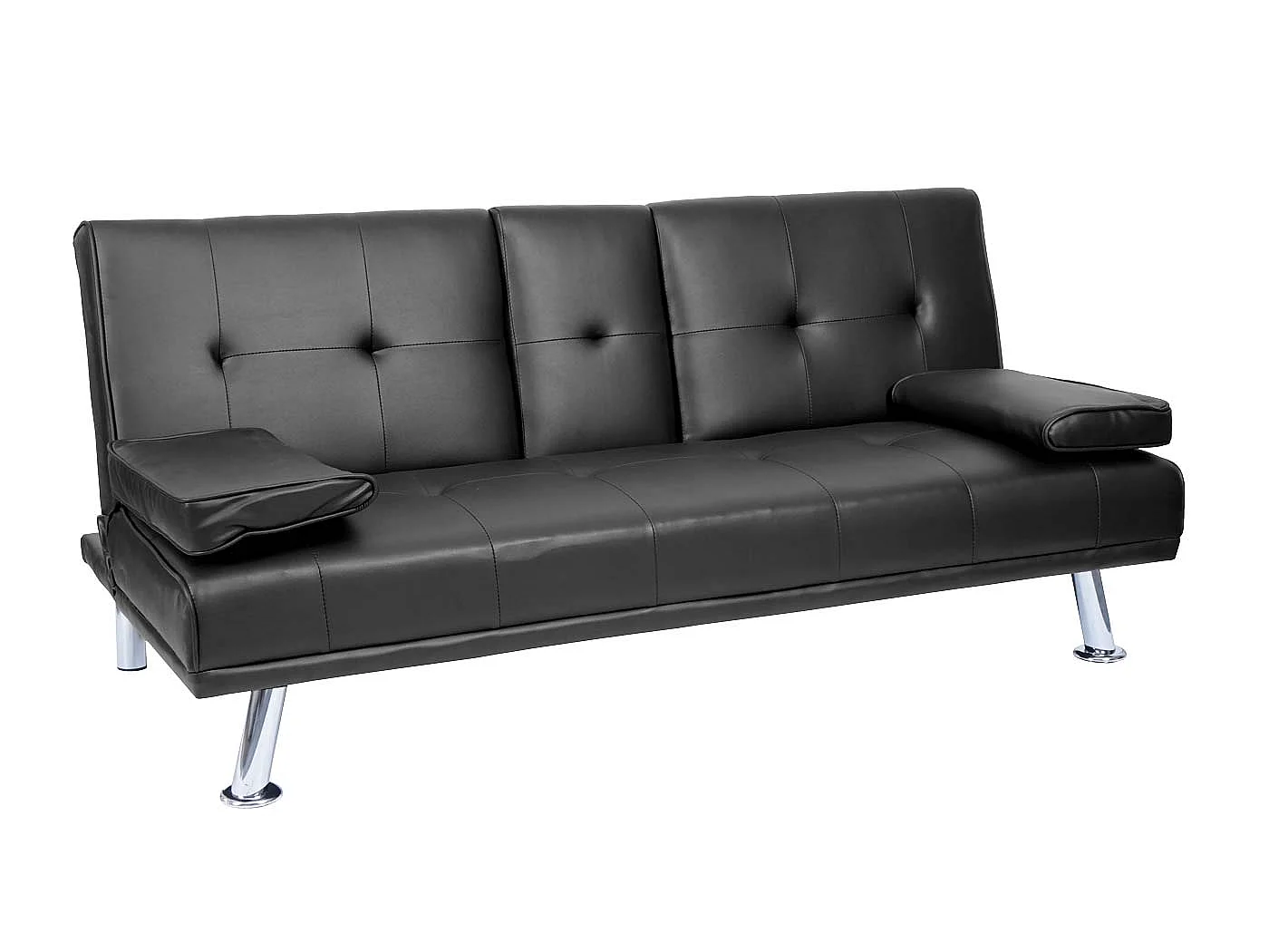3er-Sofa MCW-F60, Kunstleder, schwarz