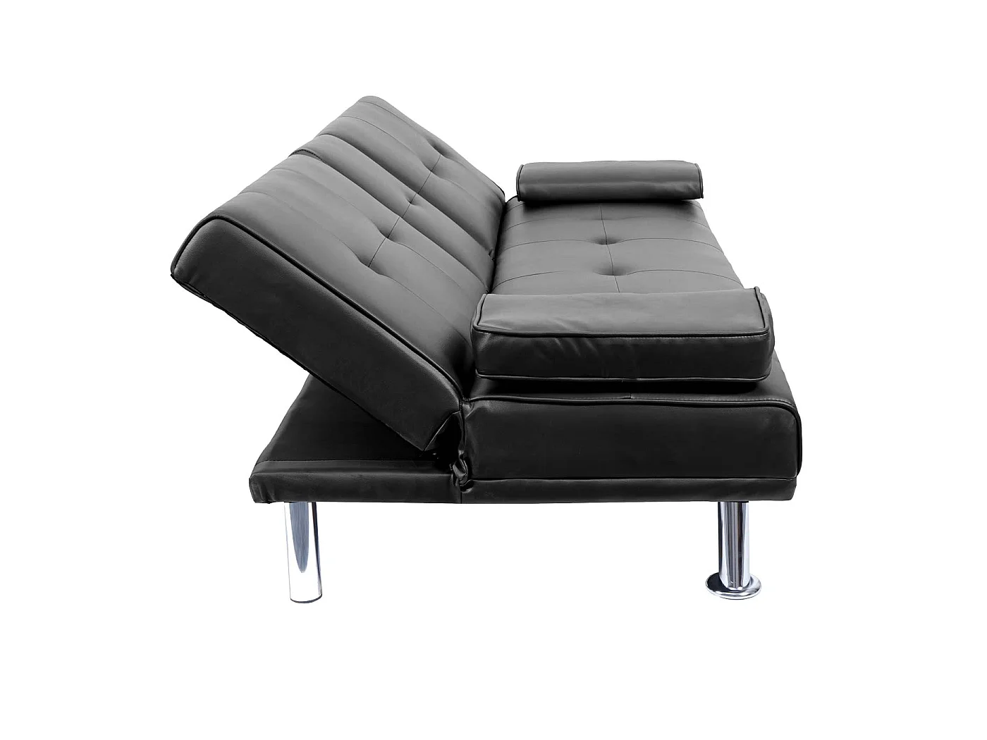 3er-Sofa MCW-F60, Kunstleder, schwarz