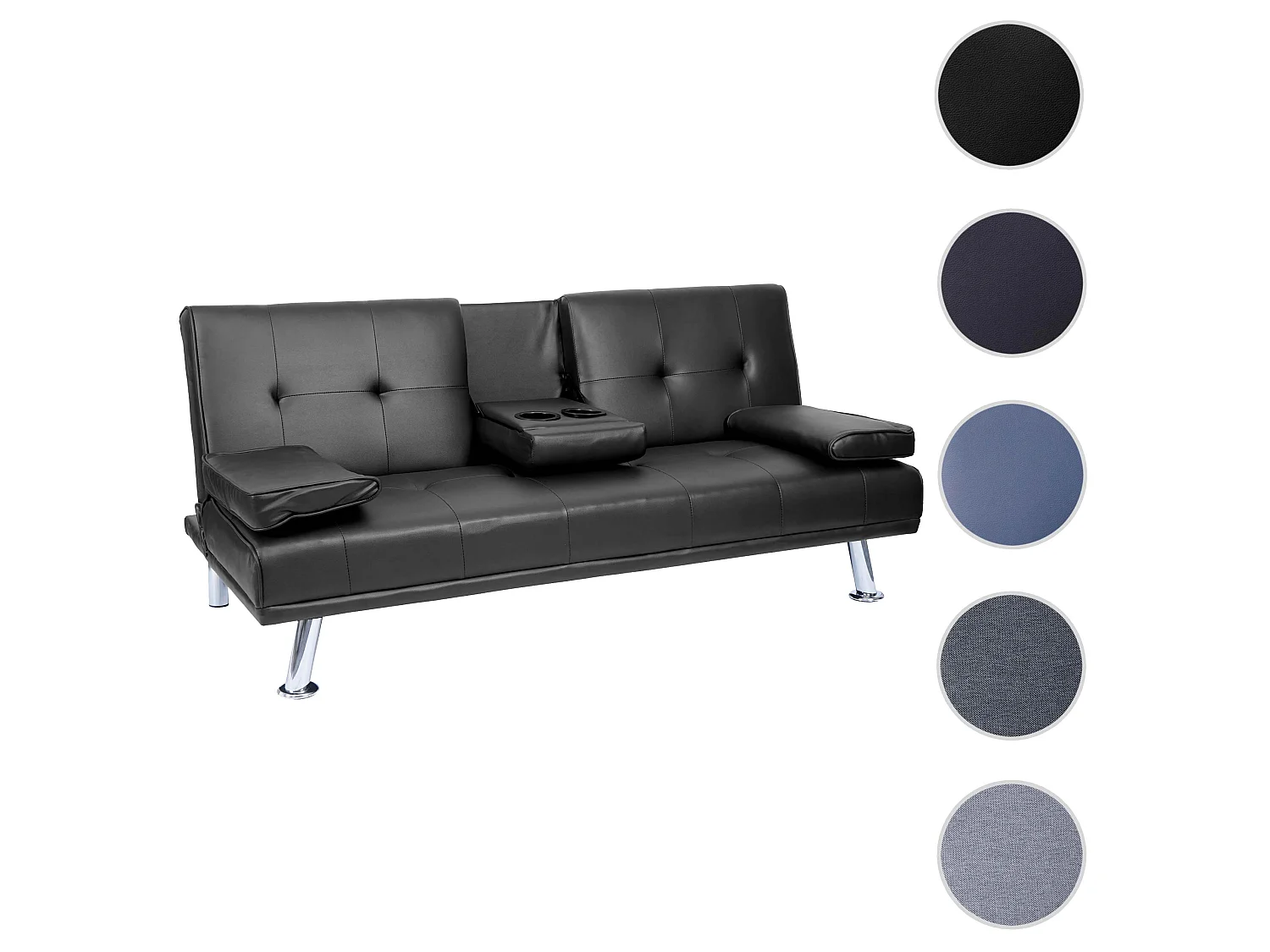 3er-Sofa MCW-F60, Kunstleder, schwarz