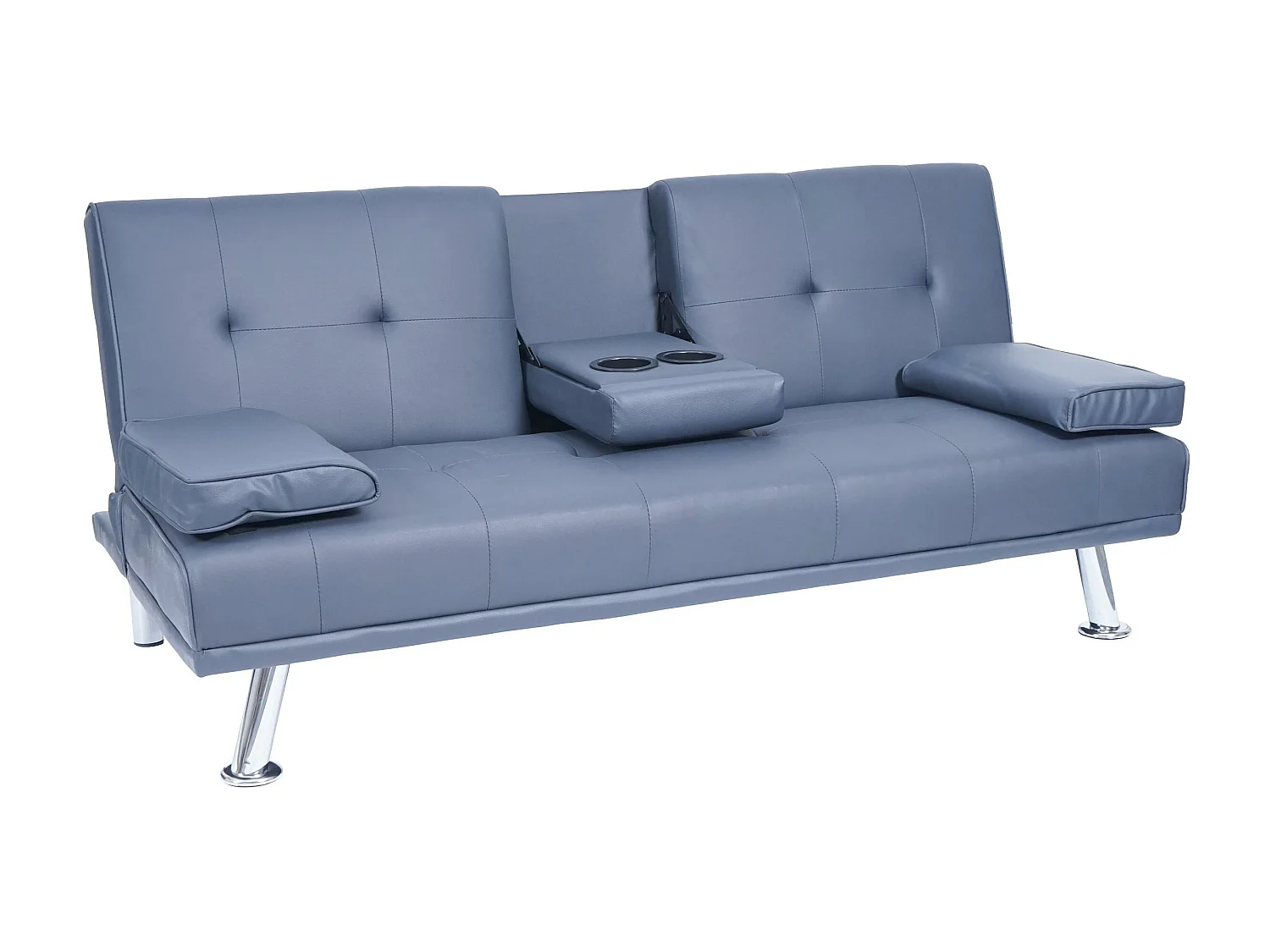 3-osobowa sofa MCW-F60,  imitacja skóry, ciemnoniebieski