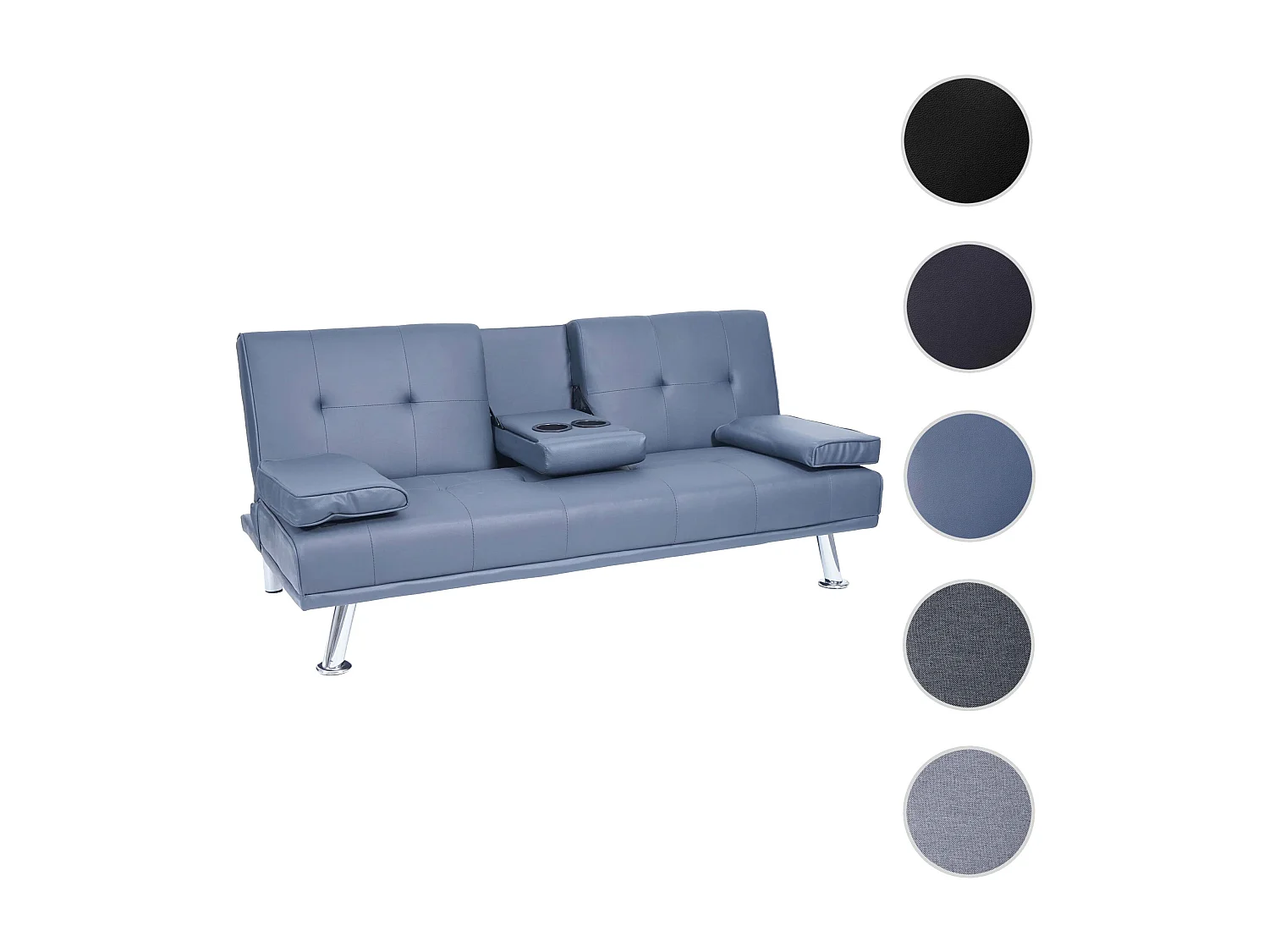 3-osobowa sofa MCW-F60,  imitacja skóry, ciemnoniebieski