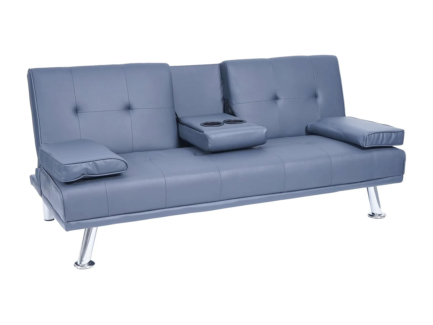 3-osobowa sofa MCW-F60,  imitacja skóry, ciemnoniebieski