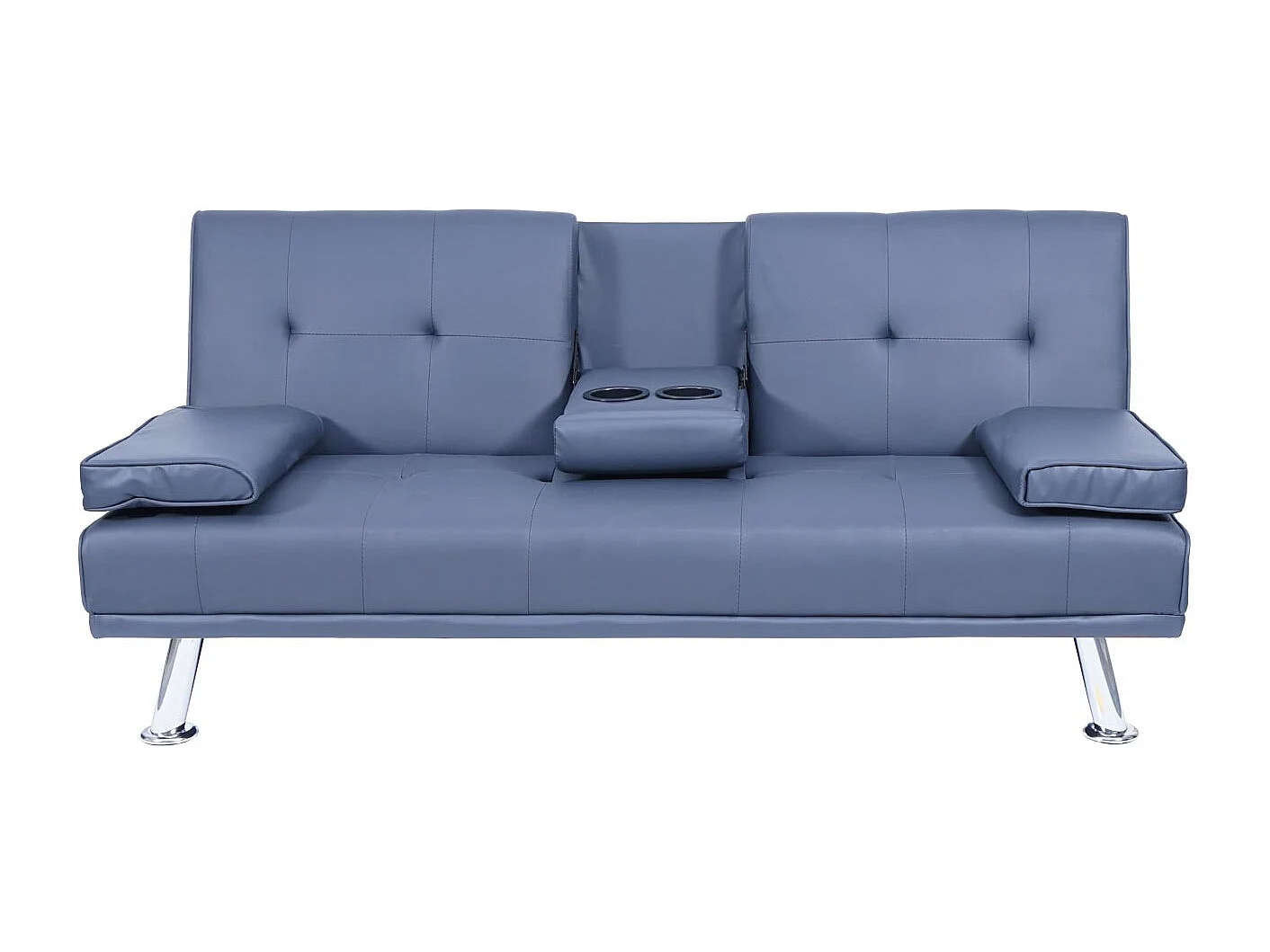 3-osobowa sofa MCW-F60,  imitacja skóry, ciemnoniebieski