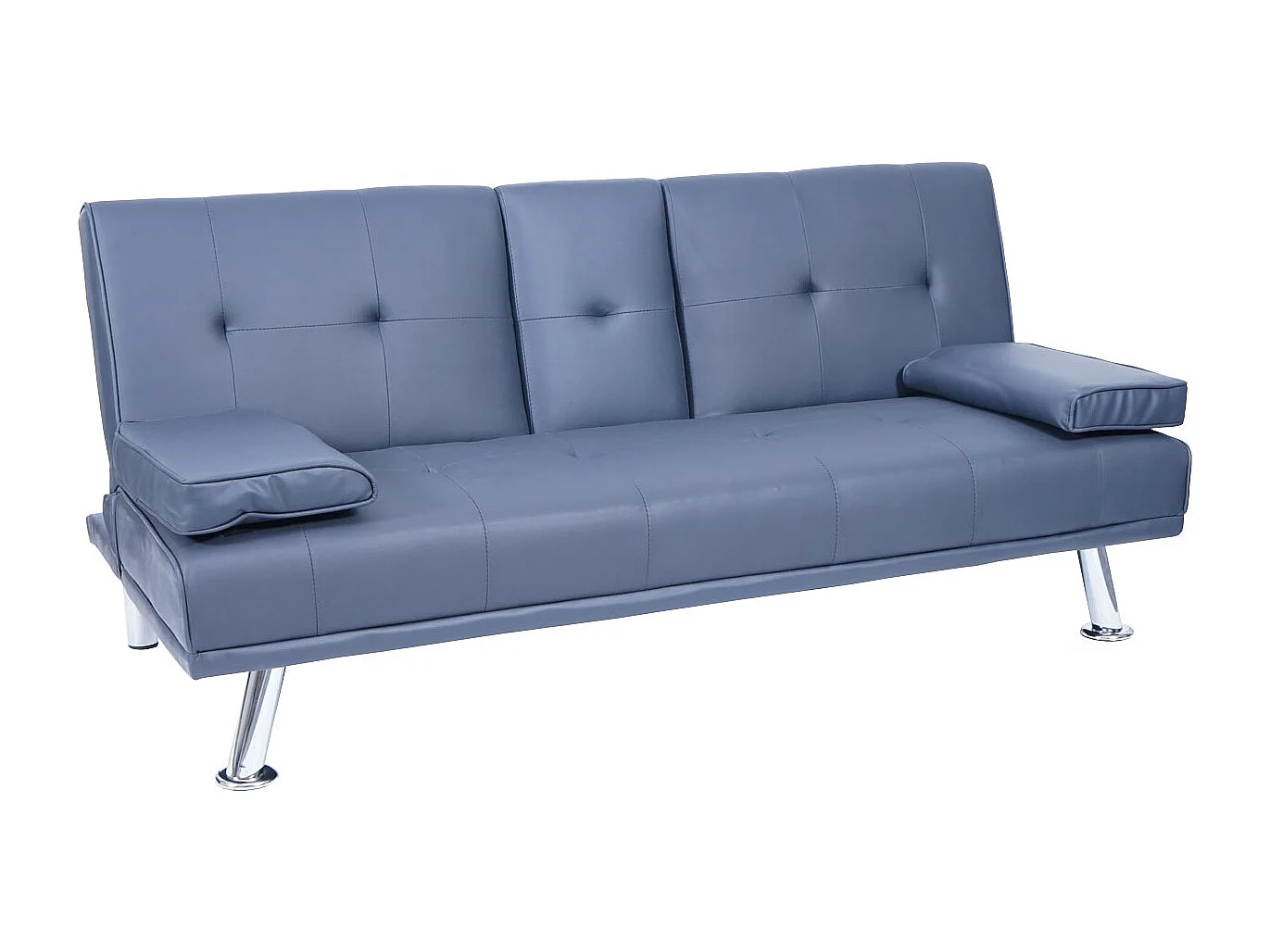 3-osobowa sofa MCW-F60,  imitacja skóry, ciemnoniebieski