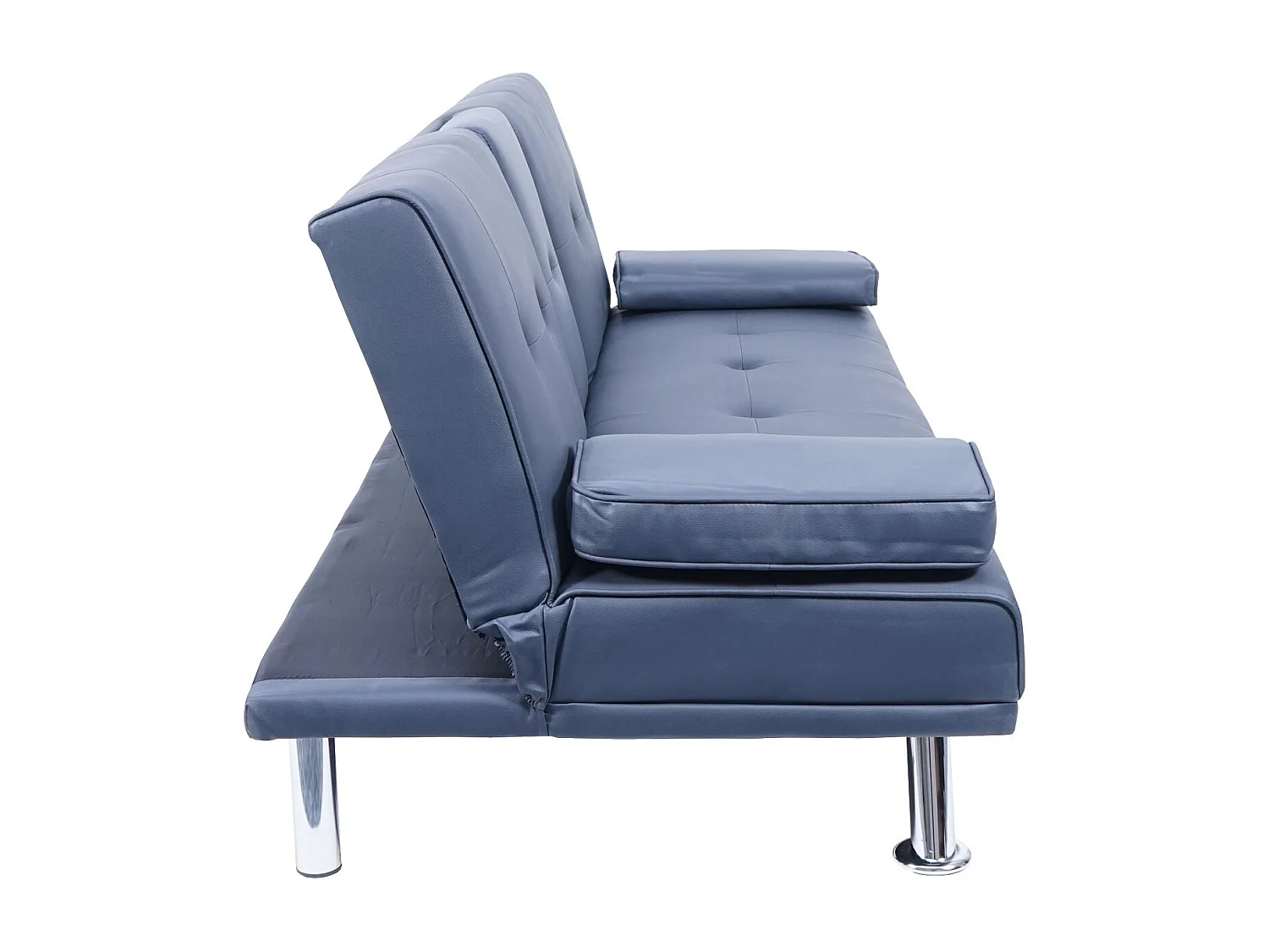 3-osobowa sofa MCW-F60,  imitacja skóry, ciemnoniebieski