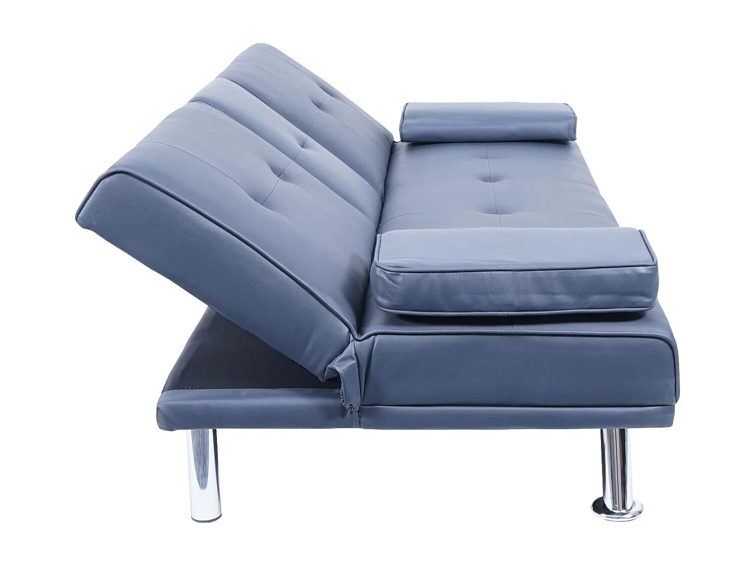 3-osobowa sofa MCW-F60,  imitacja skóry, ciemnoniebieski