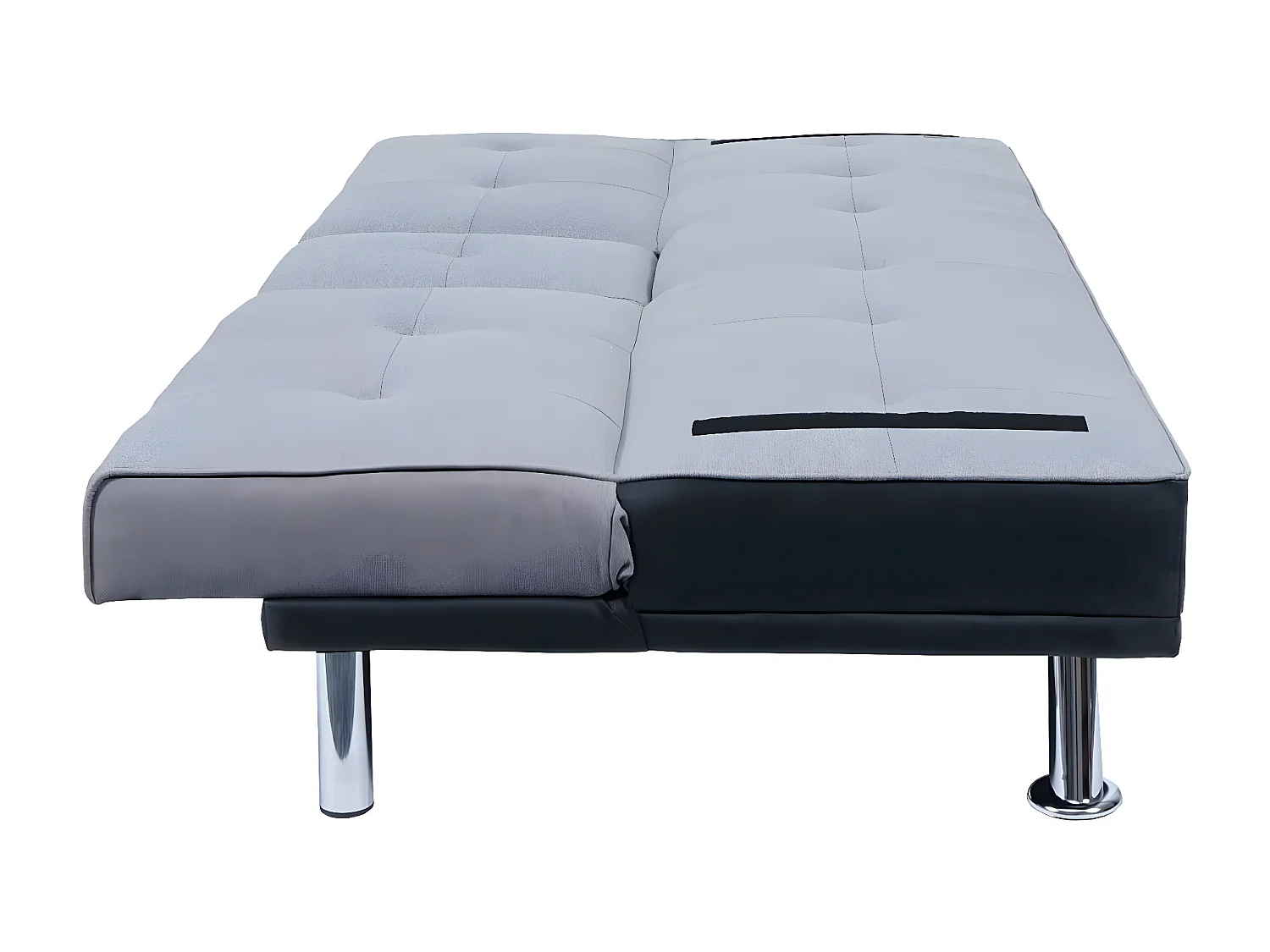 3-osobowa sofa MCW-F60,  imitacja skóry/tekstylia, czarny/jasnoszary