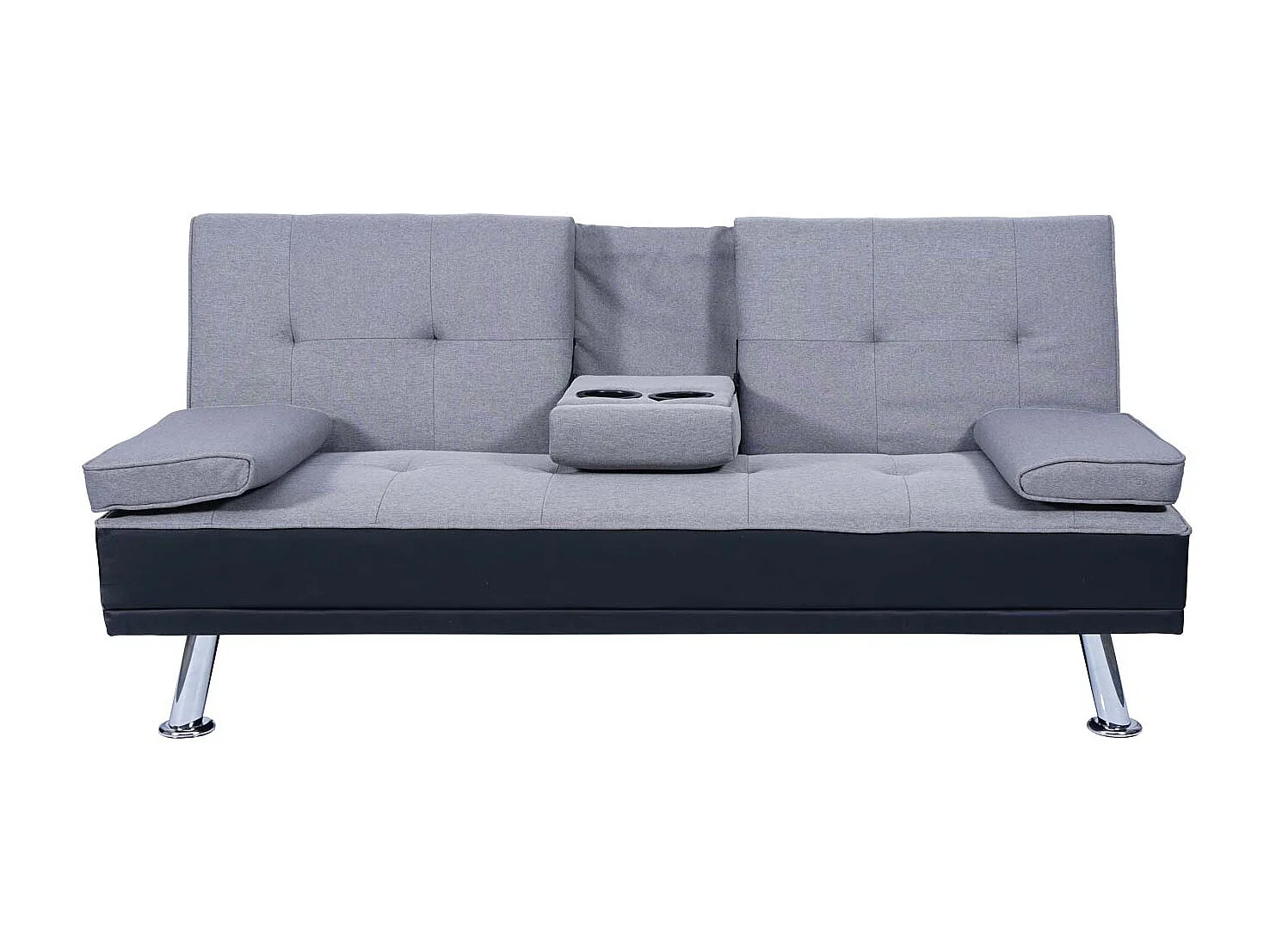 3-osobowa sofa MCW-F60,  imitacja skóry/tekstylia, czarny/jasnoszary