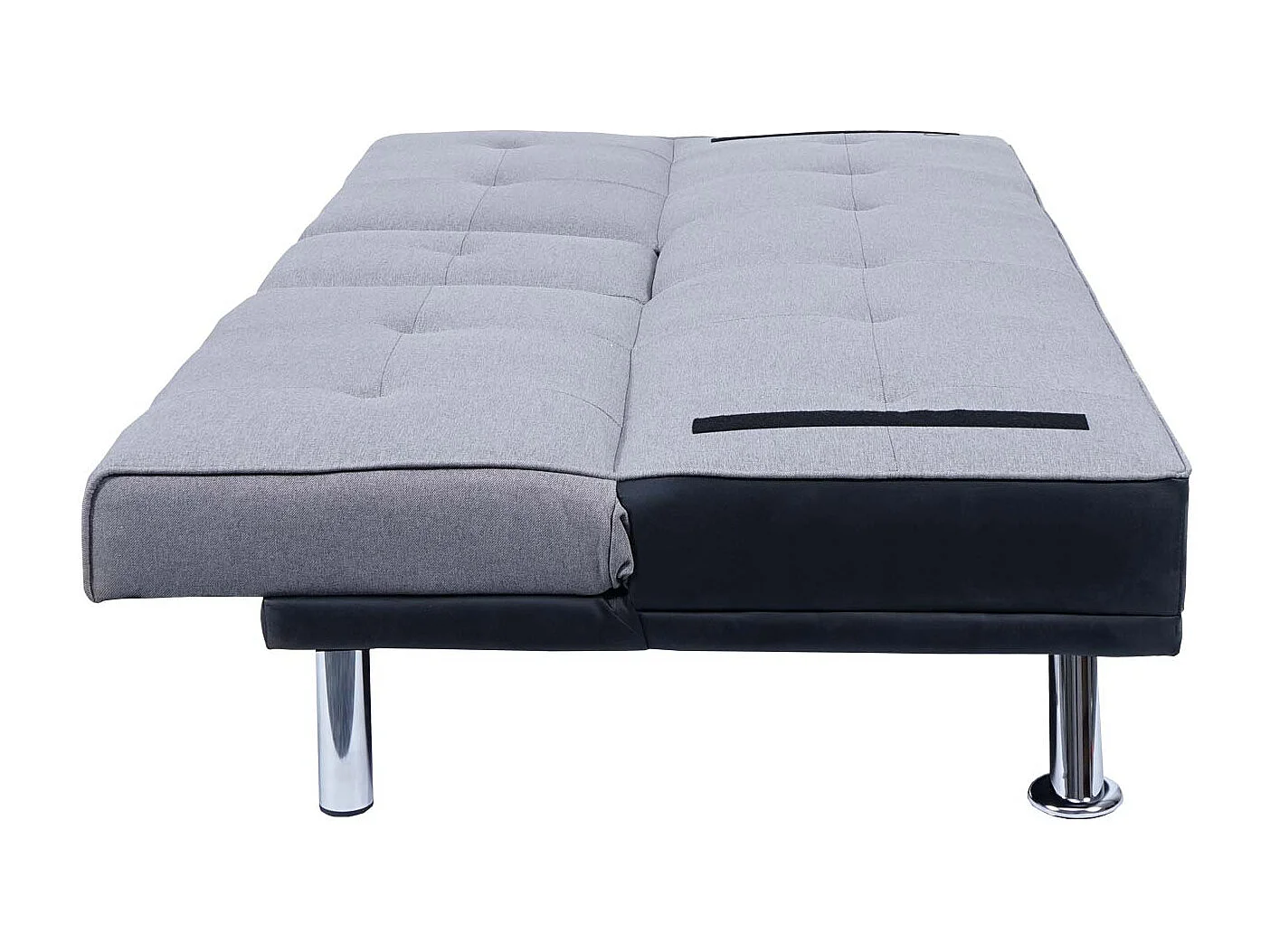 3-osobowa sofa MCW-F60,  imitacja skóry/tekstylia, czarny/jasnoszary