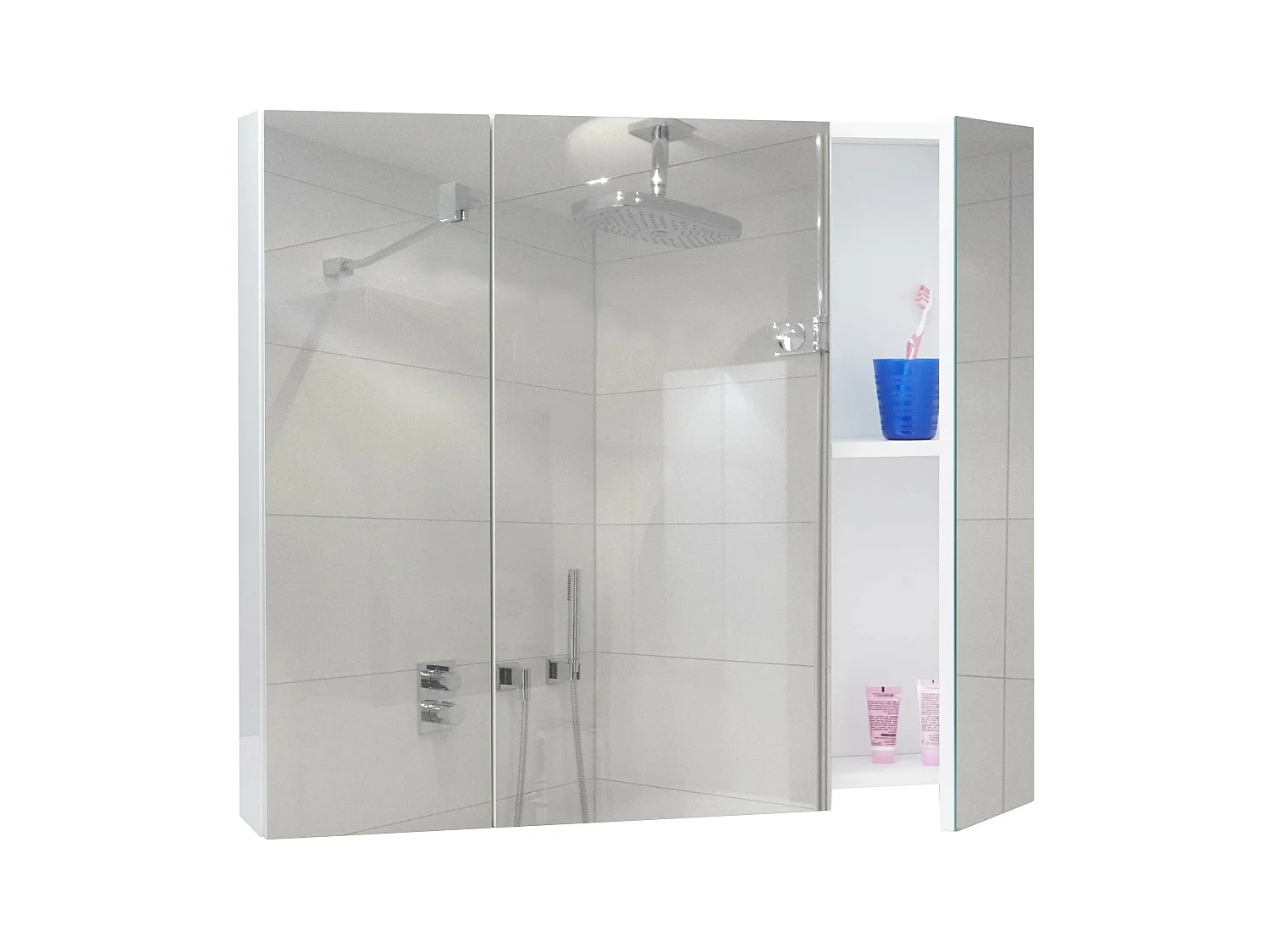 Spiegelschrank MCW-B19b, Weiß