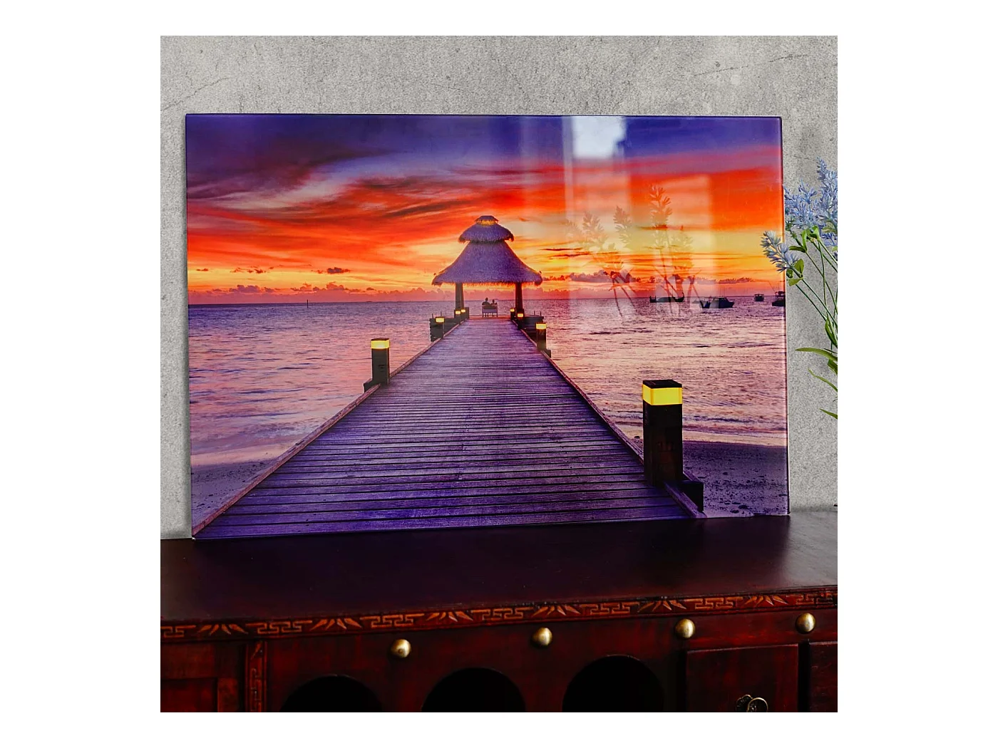 Glazen wanddecoratie T117 Orchidee,  loopbrug