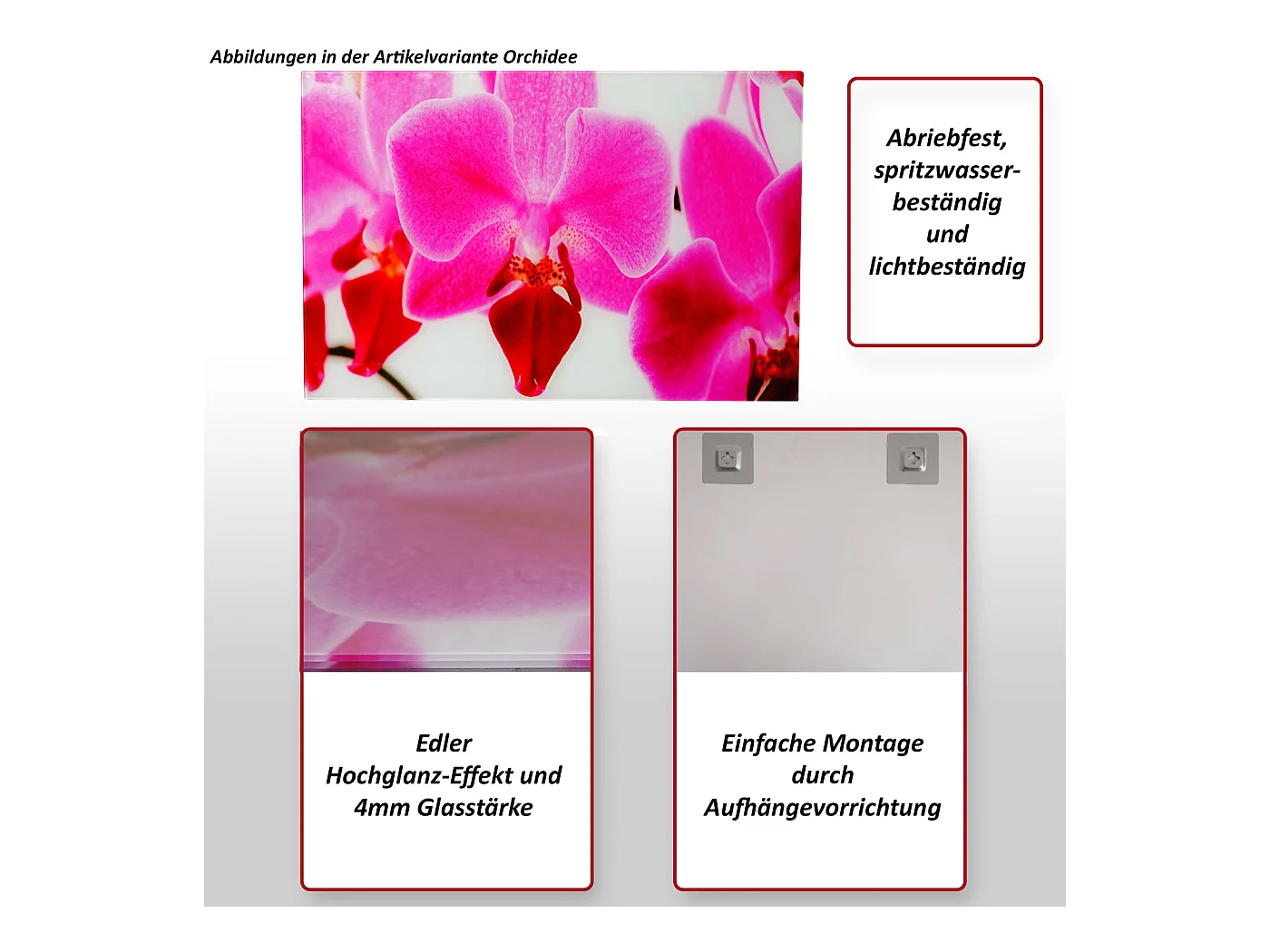 Glazen wanddecoratie T117 Orchidee,  loopbrug