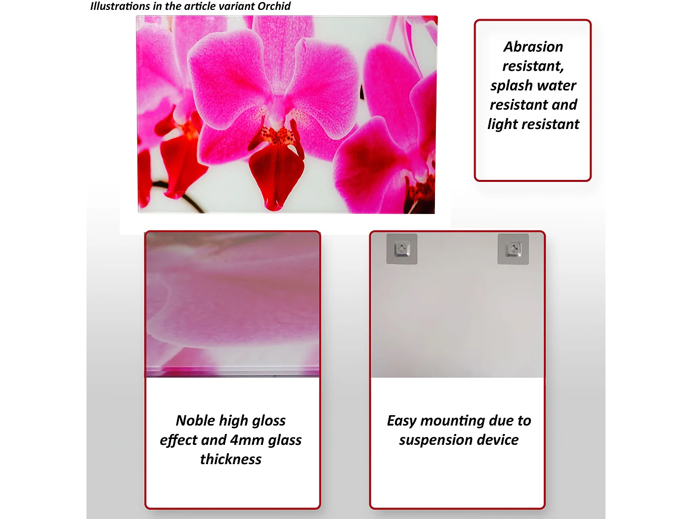 Glazen wanddecoratie T117 Orchidee,  Orchidee