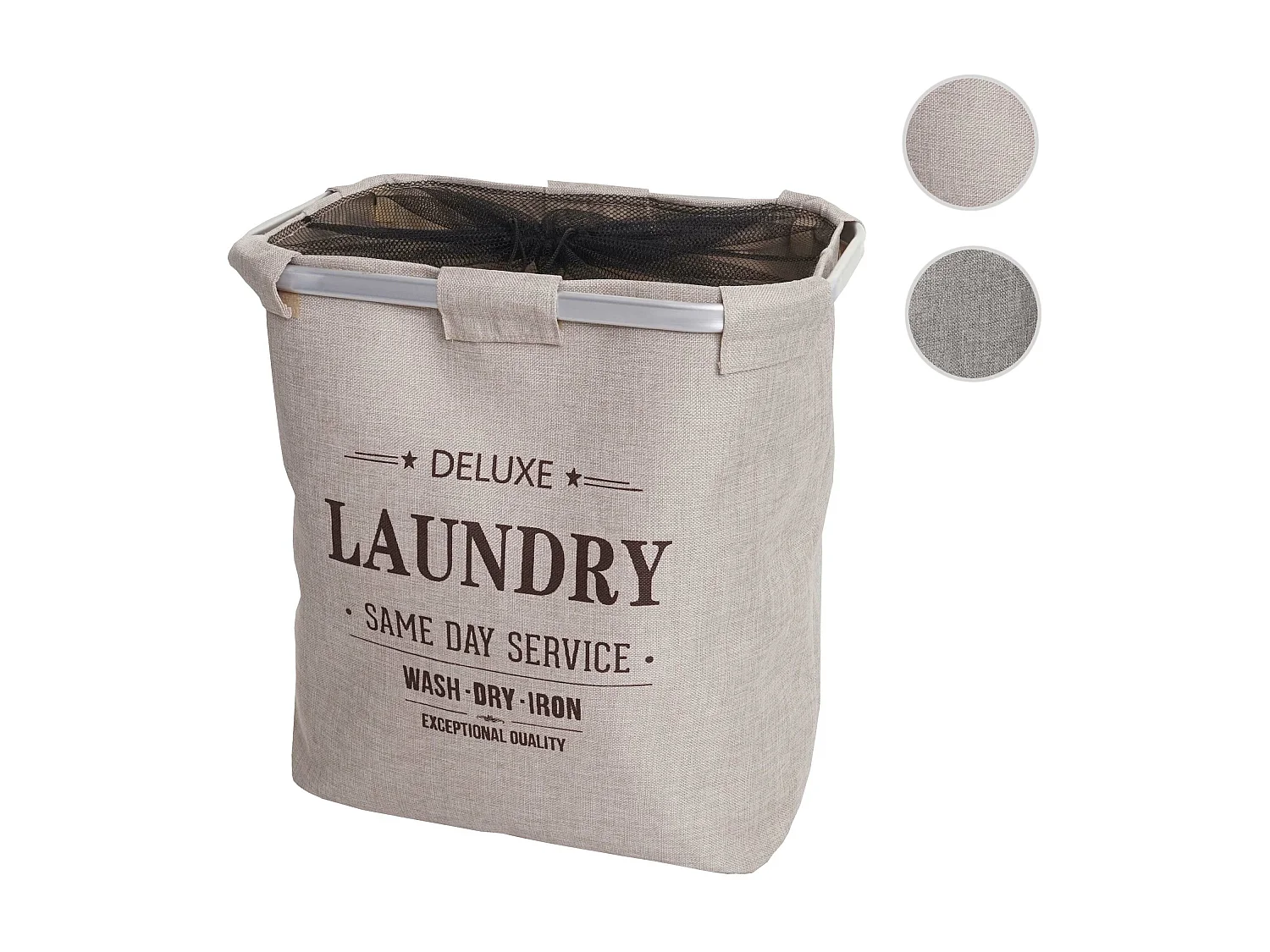 Kosz na pranie MCW-C34 z siatką 82l,  beżowy