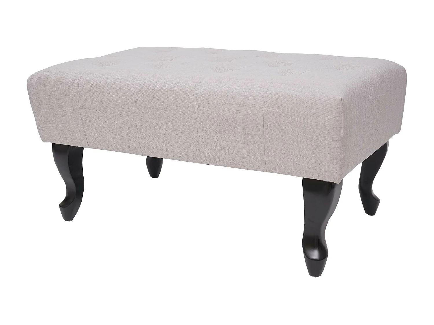 Pouf poggiapiedi ottomano stile vittoriano Chesterfield 39x77x47cm tessuto grigio sabbia