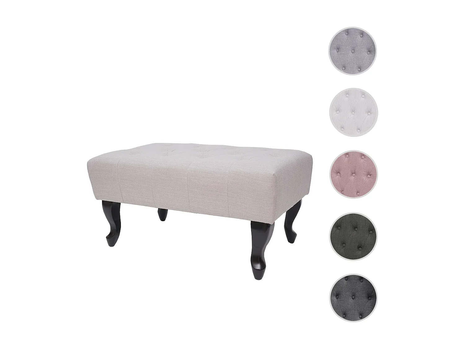 Pouf poggiapiedi ottomano stile vittoriano Chesterfield 39x77x47cm tessuto grigio sabbia
