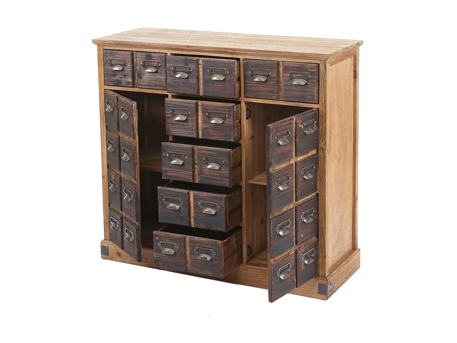 Credenza cassettiera farmacia stile vintage MCW-F33 legno pino massiccio