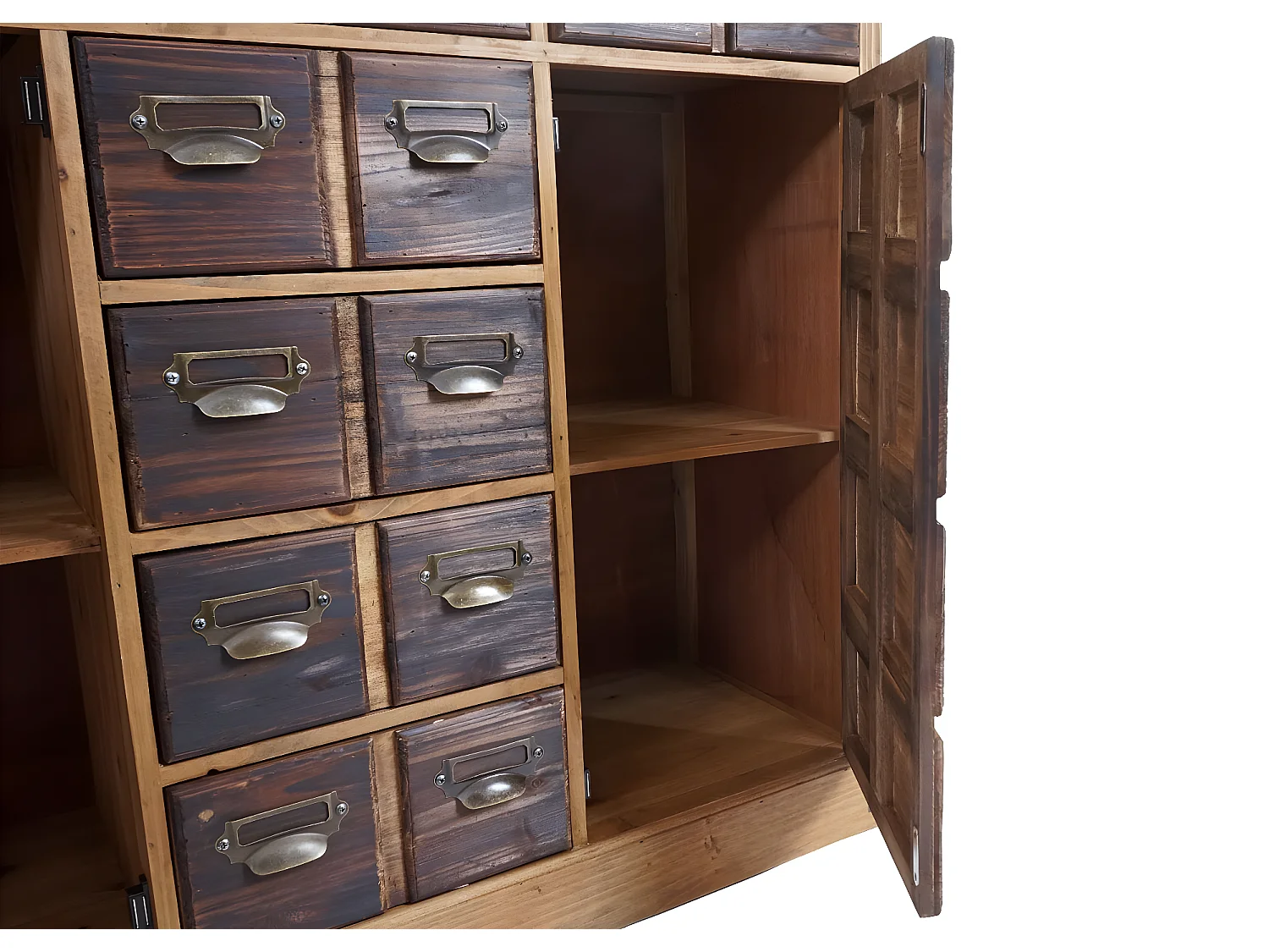 Credenza cassettiera farmacia stile vintage MCW-F33 legno pino massiccio