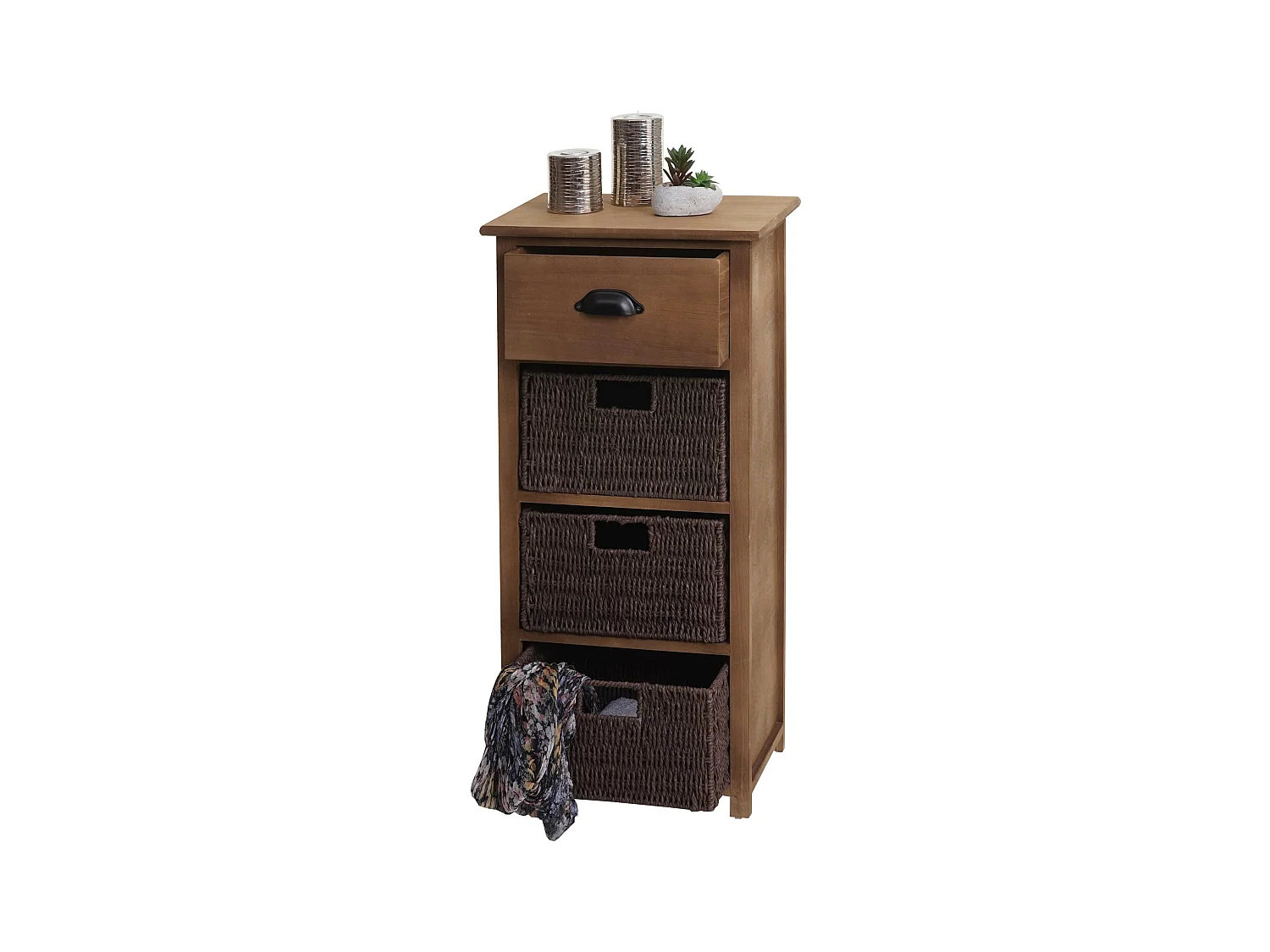 Cassettiera ceste cassetto elegante decorativo MCW-K84 83x40x29cm legno di paulonia marrone scuro