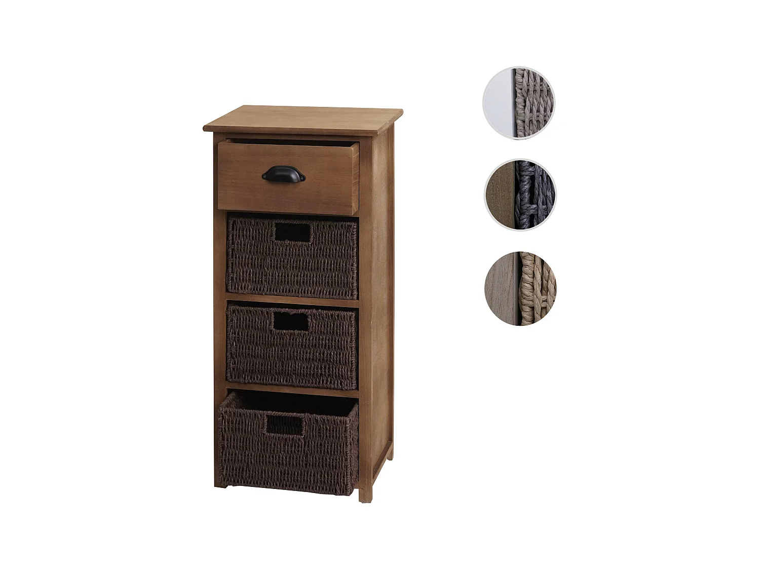 Kommode MCW-K84 mit Körben, Dunkelbraun, Körbe dunkelbraun