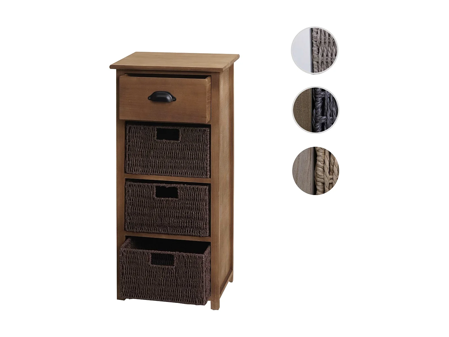 Kommode MCW-K84 mit Körben, Dunkelbraun, Körbe dunkelbraun