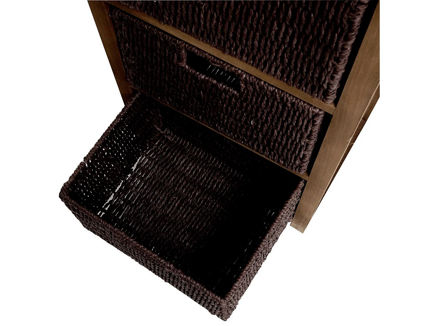 Komoda MCW-K84 z szufladami i koszykami,  ciemny brąz, kosze ciemny brąz