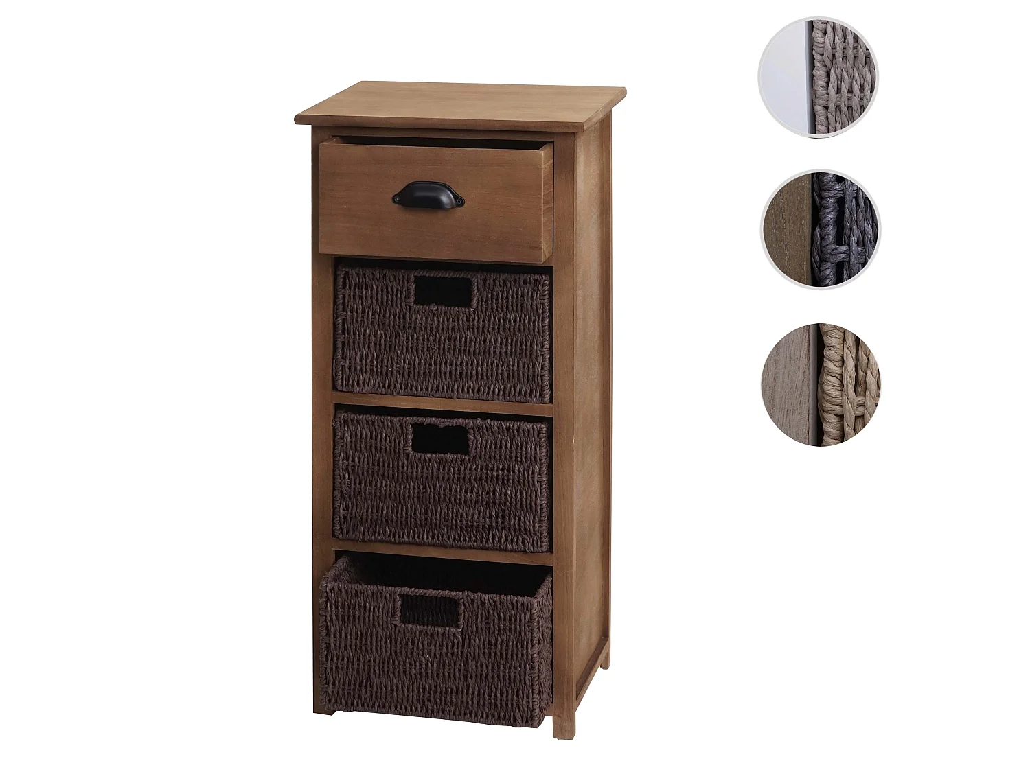 Komoda MCW-K84 z szufladami i koszykami,  ciemny brąz, kosze ciemny brąz