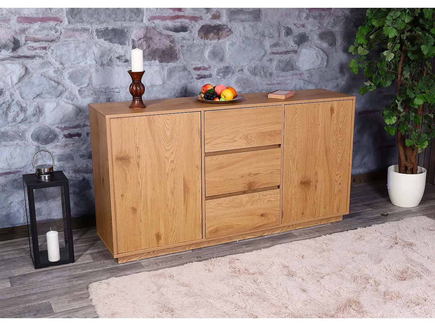 Sideboard MCW-J78, Eiche-Optik