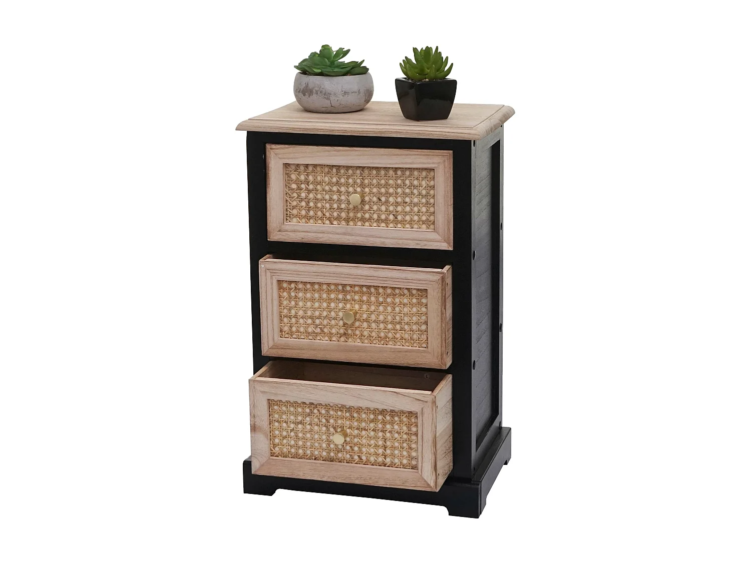 Ladekast MCW-K87,  zwart, natuurlijke kleur