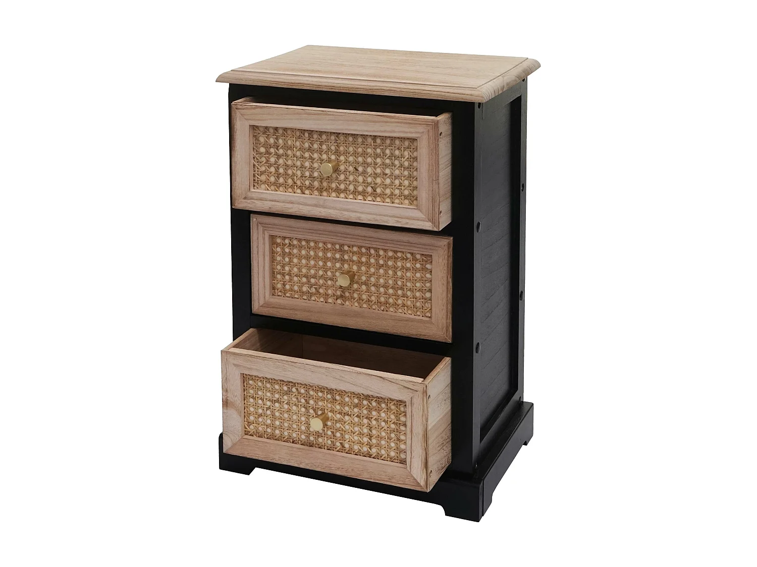 Ladekast MCW-K87,  zwart, natuurlijke kleur