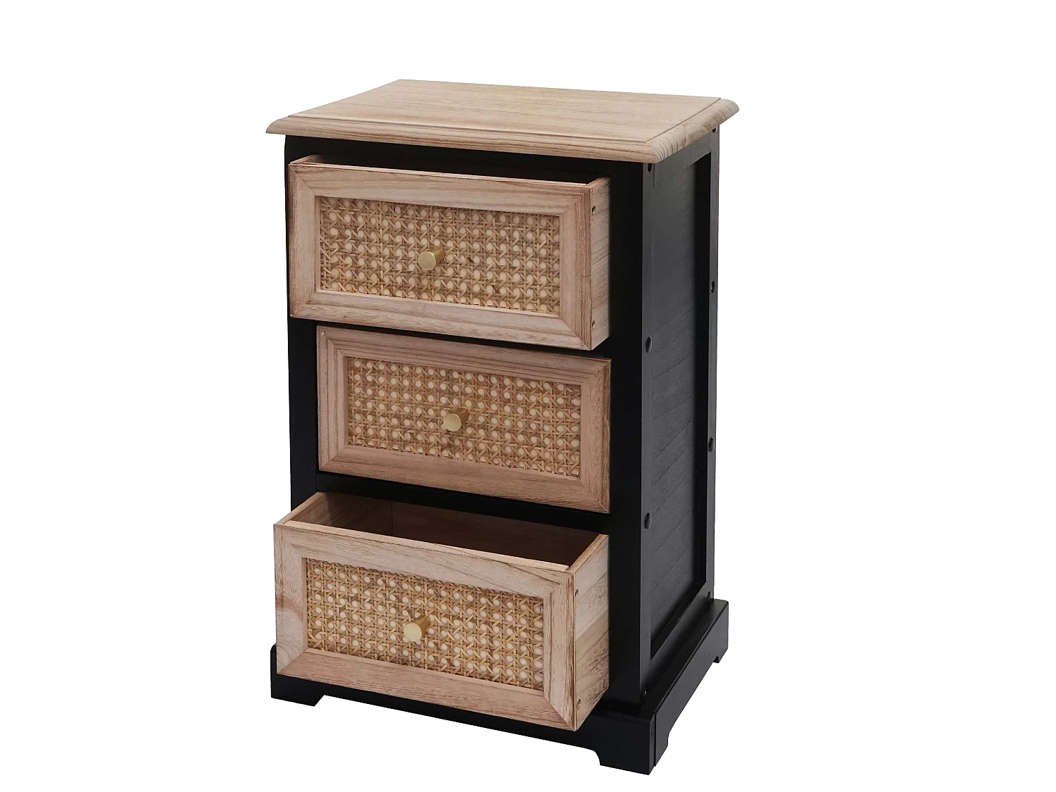 Kommode MCW-K87, Schwarz, naturfarben