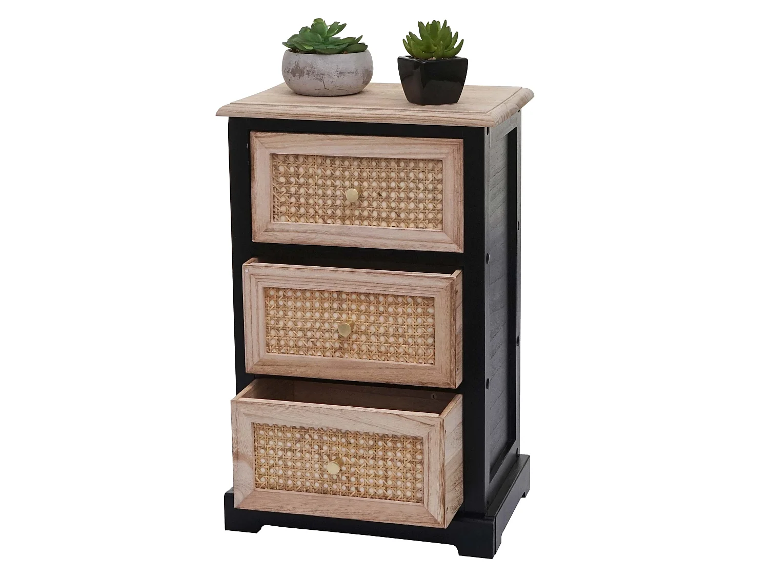 Kommode MCW-K87, Schwarz, naturfarben