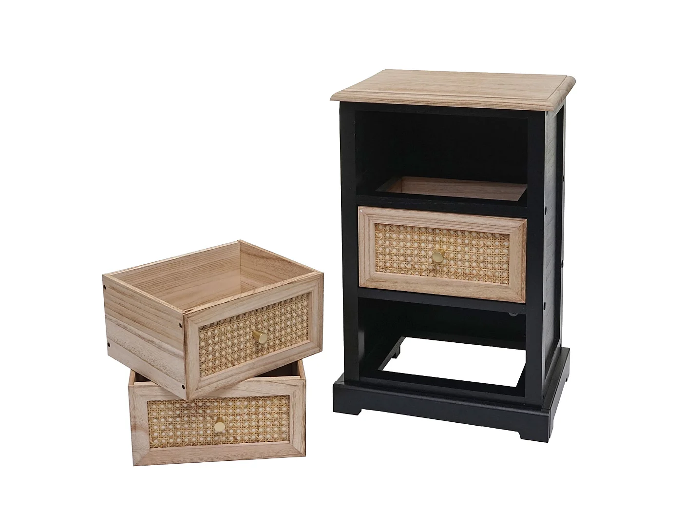 Kommode MCW-K87, Schwarz, naturfarben