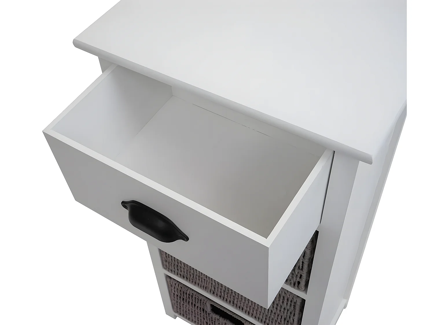 Kommode MCW-K84 mit Körben, Weiß, Körbe grau