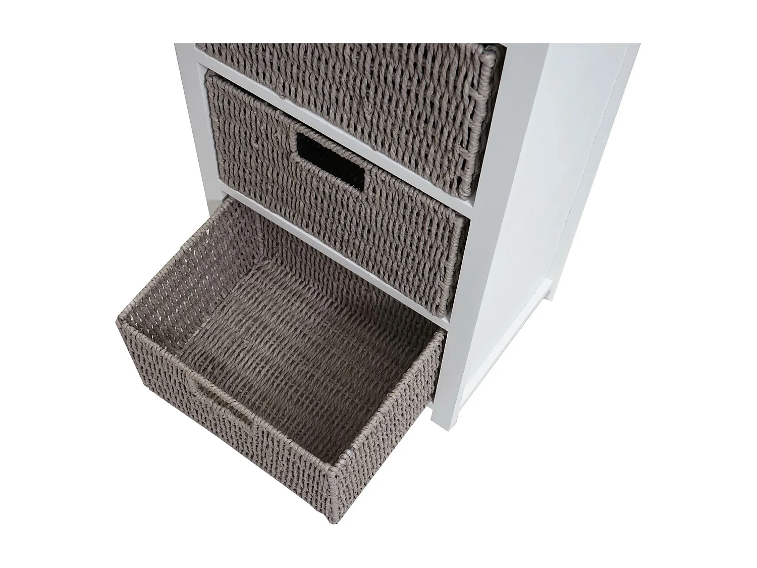 Kommode MCW-K84 mit Körben, Weiß, Körbe grau