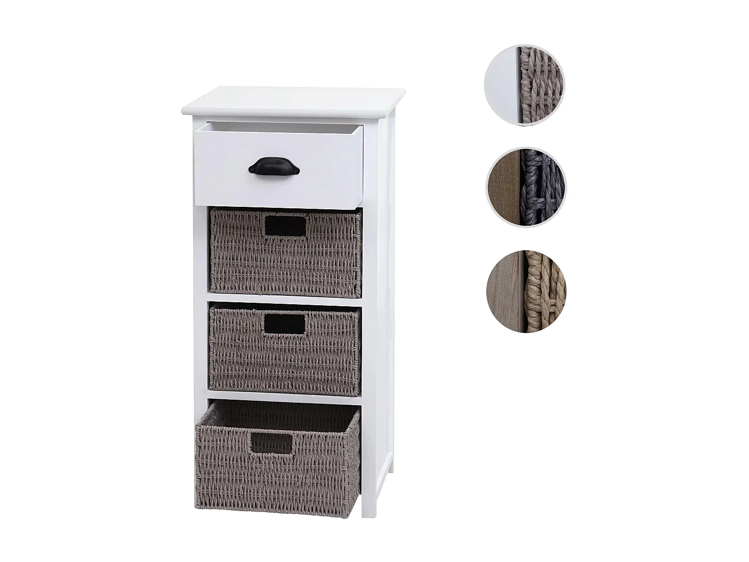 Kommode MCW-K84 mit Körben, Weiß, Körbe grau