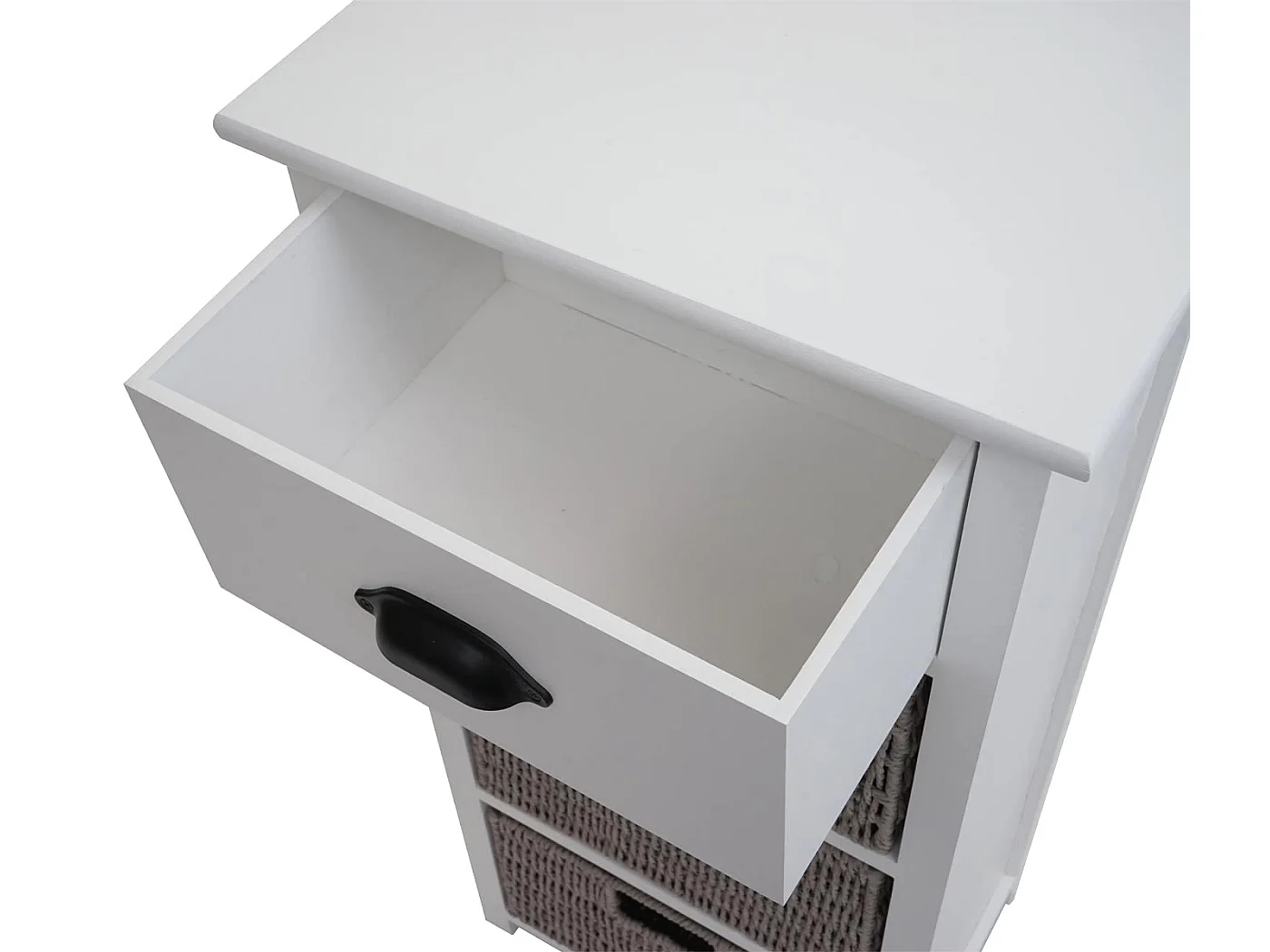 Komoda MCW-K84 z szufladami i koszykami,  biały, kosze szare