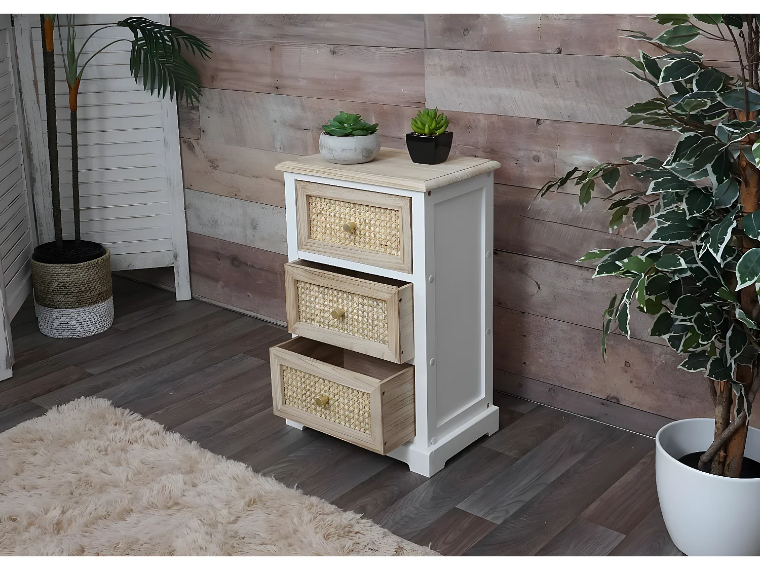 Ladekast MCW-K87,  wit, natuurlijke kleur