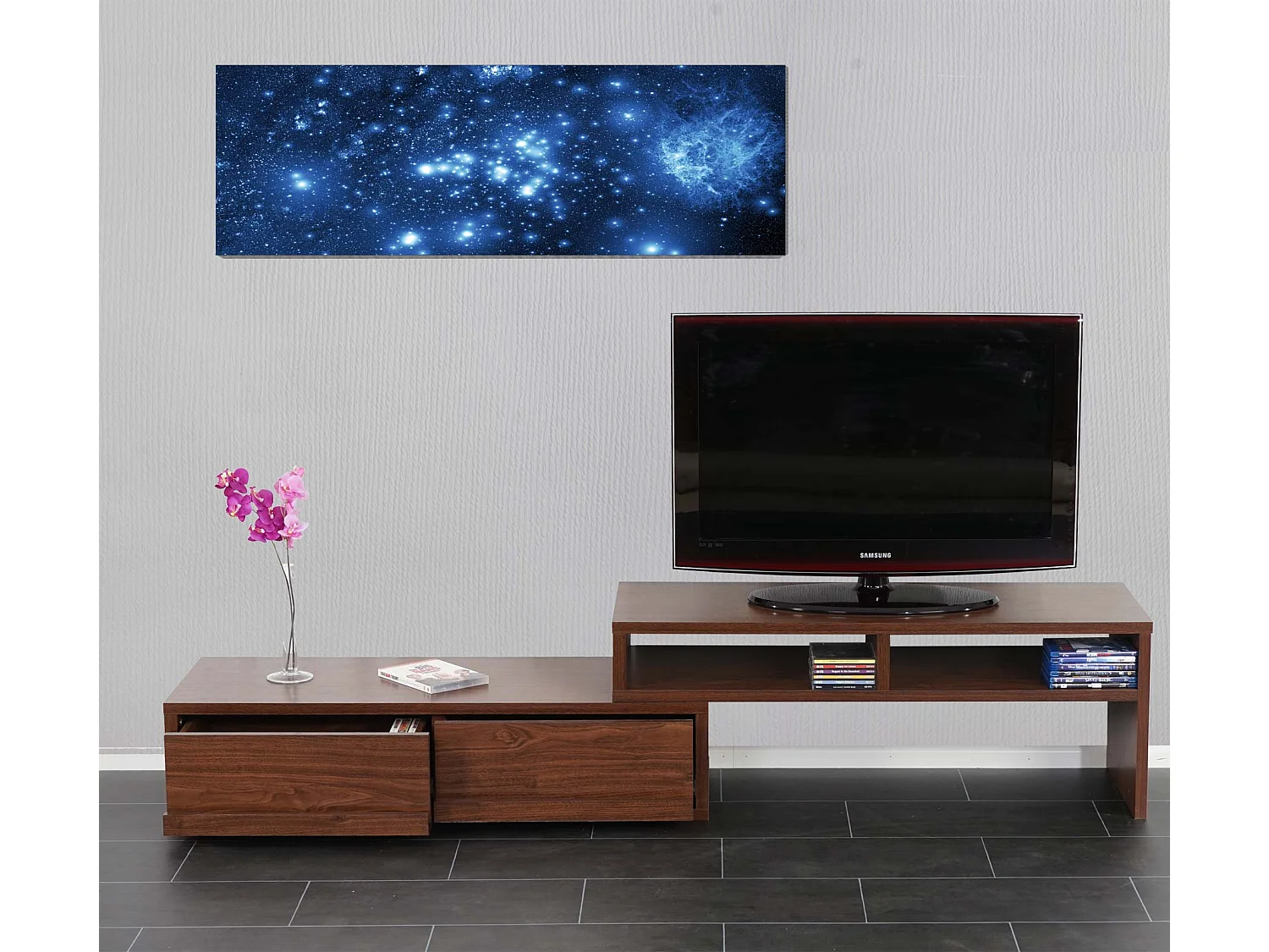 LED-Bild mit Timer Eiffelturm, 120x40cm Sternenhimmel