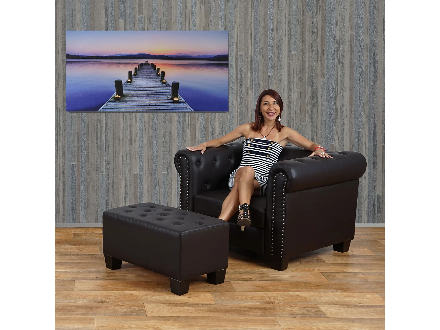 LED-Bild Steg flackernd, 110x55cm Steg, flackernd