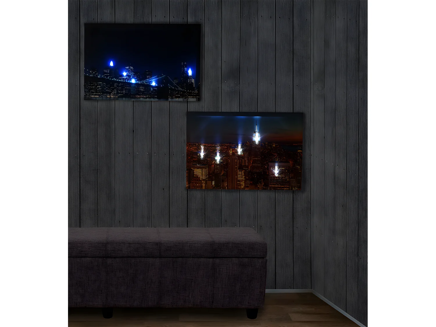 LED-Bild Skyline New York (2er Set), Skyline New York